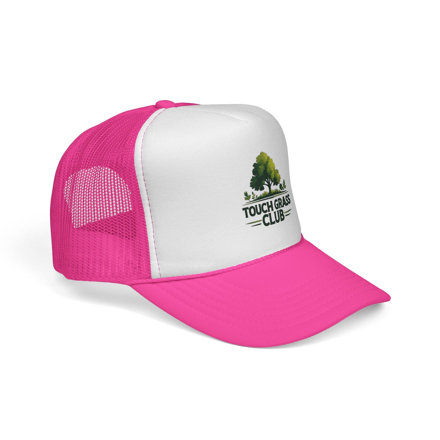 Trucker Cap - Touch Grass Club Cap, Outdoor Adventure Vibes Mesh Back Snapback Hat