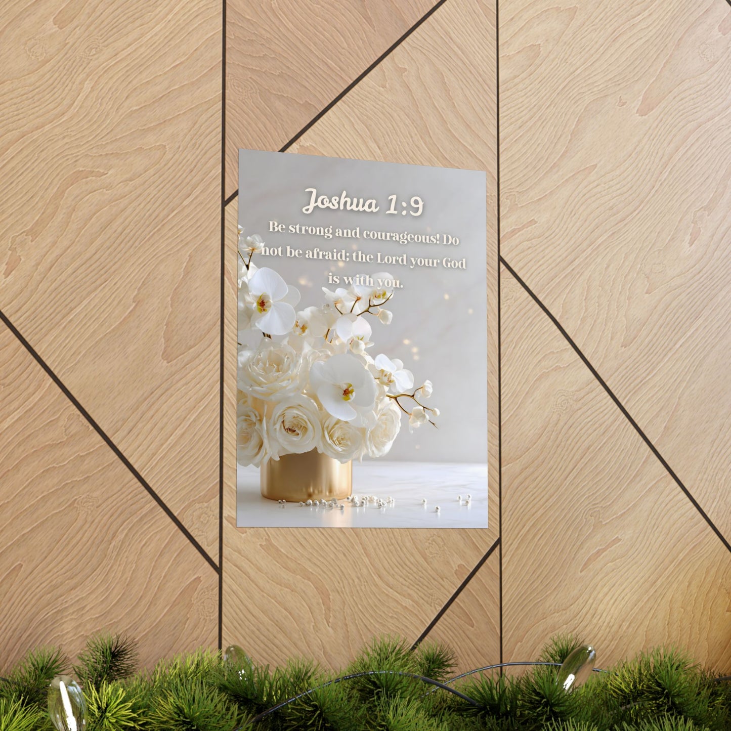 Joshua 1:9 Inspirational Wall Poster, Bible Verse Decor, Motivational Art, Christian Home Decor, Gift for Faith
