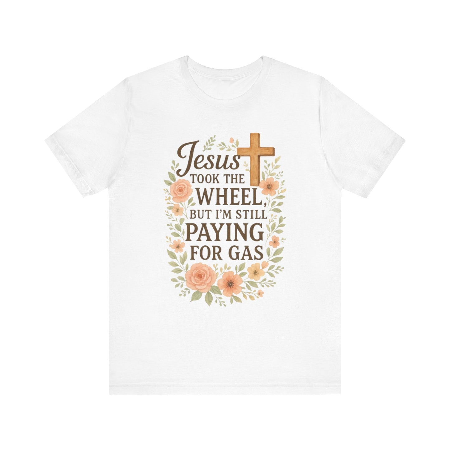 Christian Humor T-Shirt, Jesus Took The Wheel Tee, Funny Faith Shirt, Gift for Believers, Unisex Casual Tee