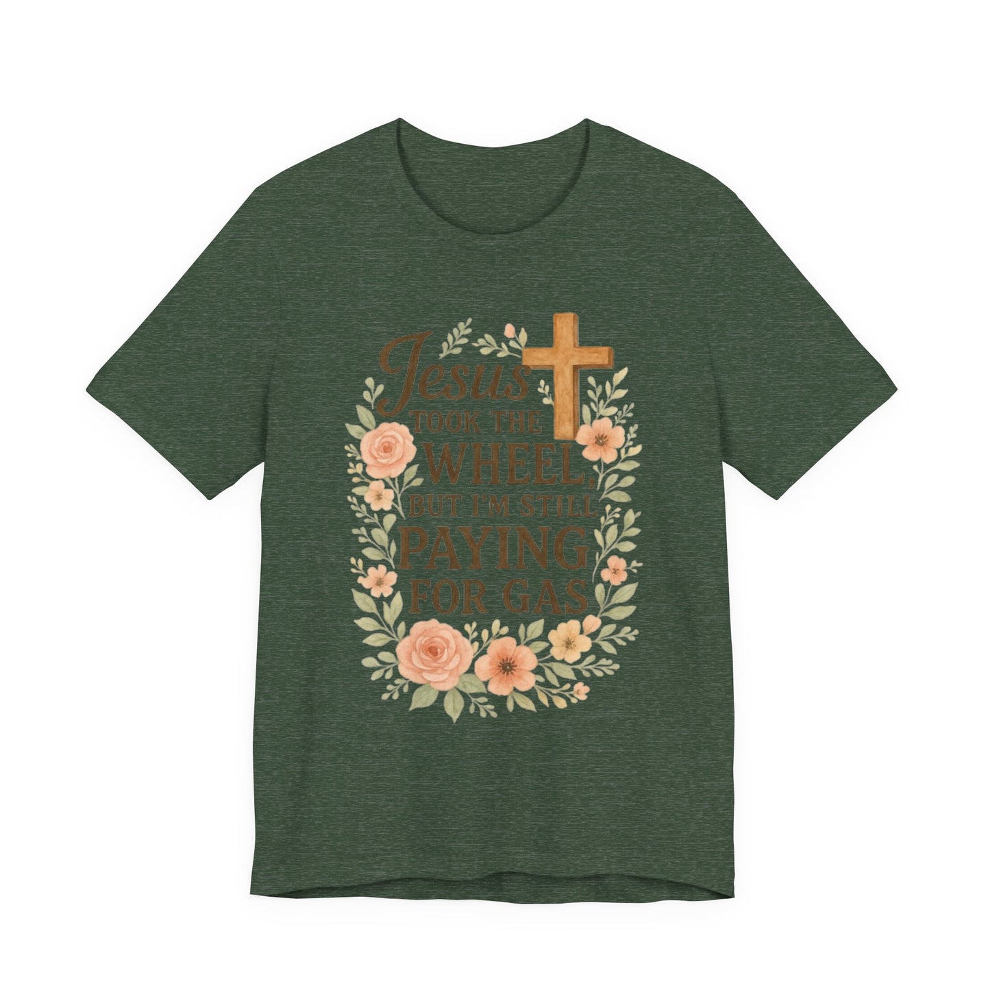 Christian Humor T-Shirt, Jesus Took The Wheel Tee, Funny Faith Shirt, Gift for Believers, Unisex Casual Tee