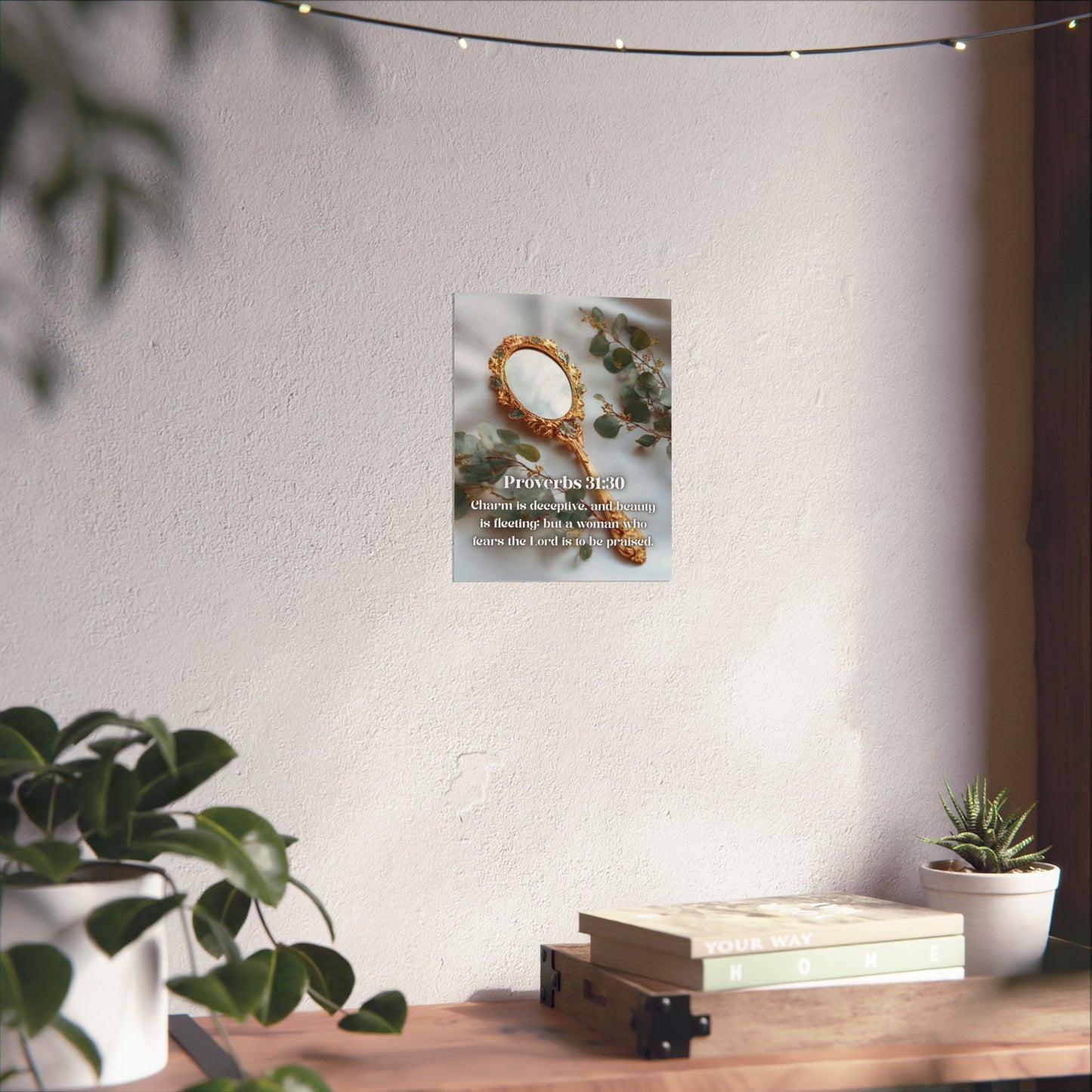 Elegant Biblical Quote Wall Art, Inspirational Matte Vertical Posters, Home Decor, Gift for Her, Proverbs 31:30
