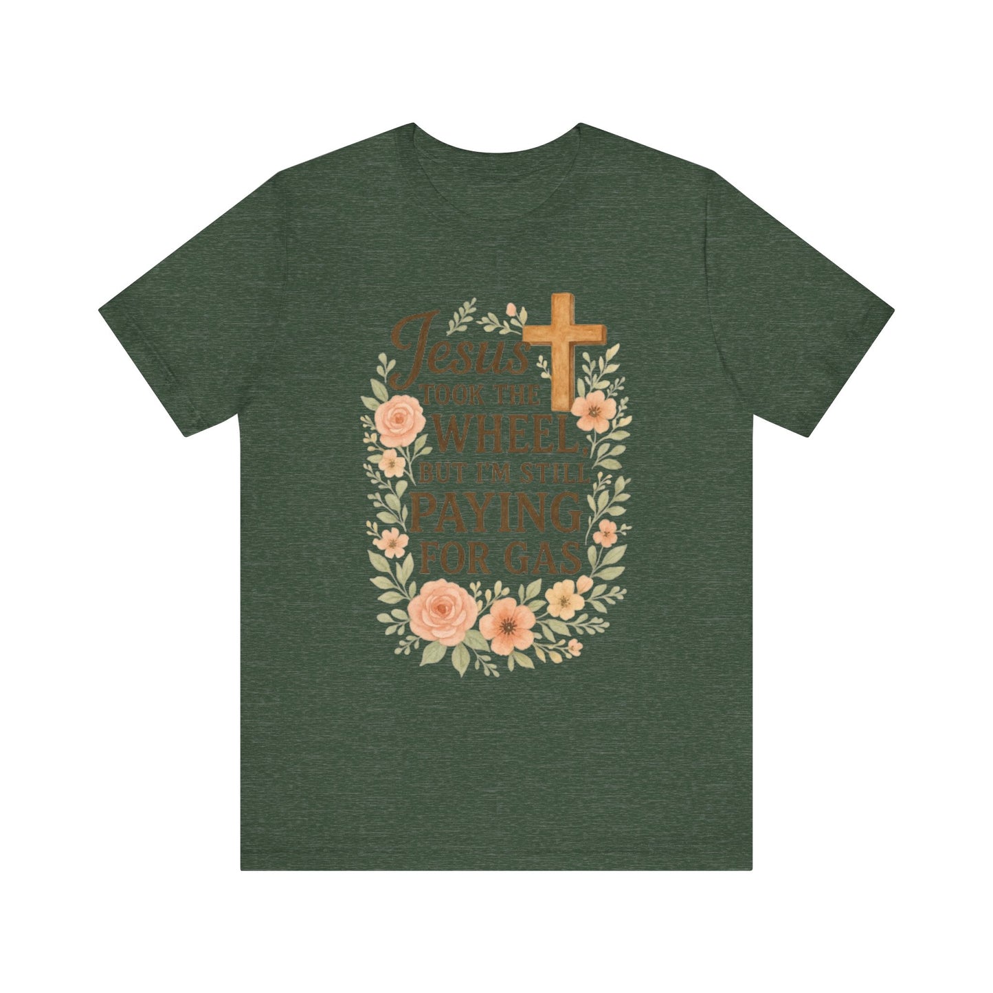 Christian Humor T-Shirt, Jesus Took The Wheel Tee, Funny Faith Shirt, Gift for Believers, Unisex Casual Tee