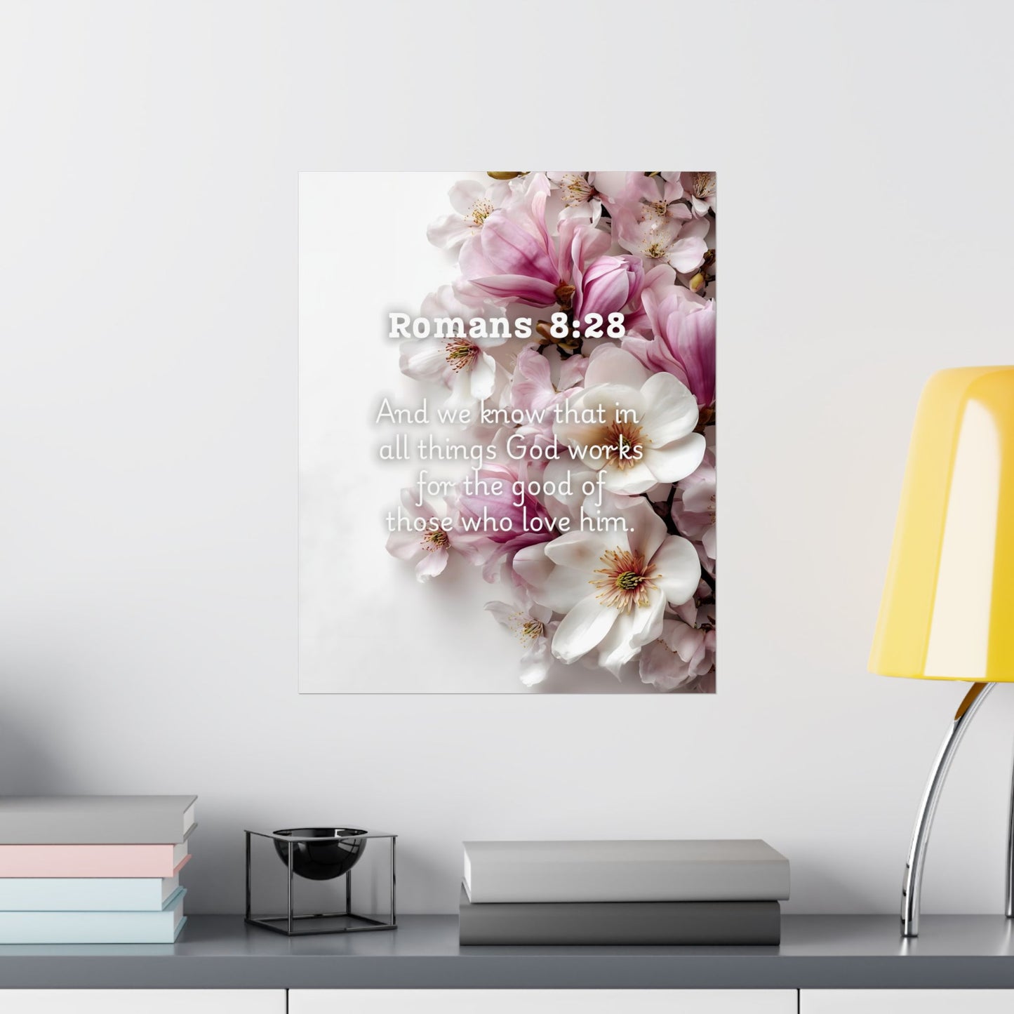 Floral Faith Poster, Romans 8:28 Wall Art, Motivational Home Decor, Gifts for Her, Faith-Based Decor