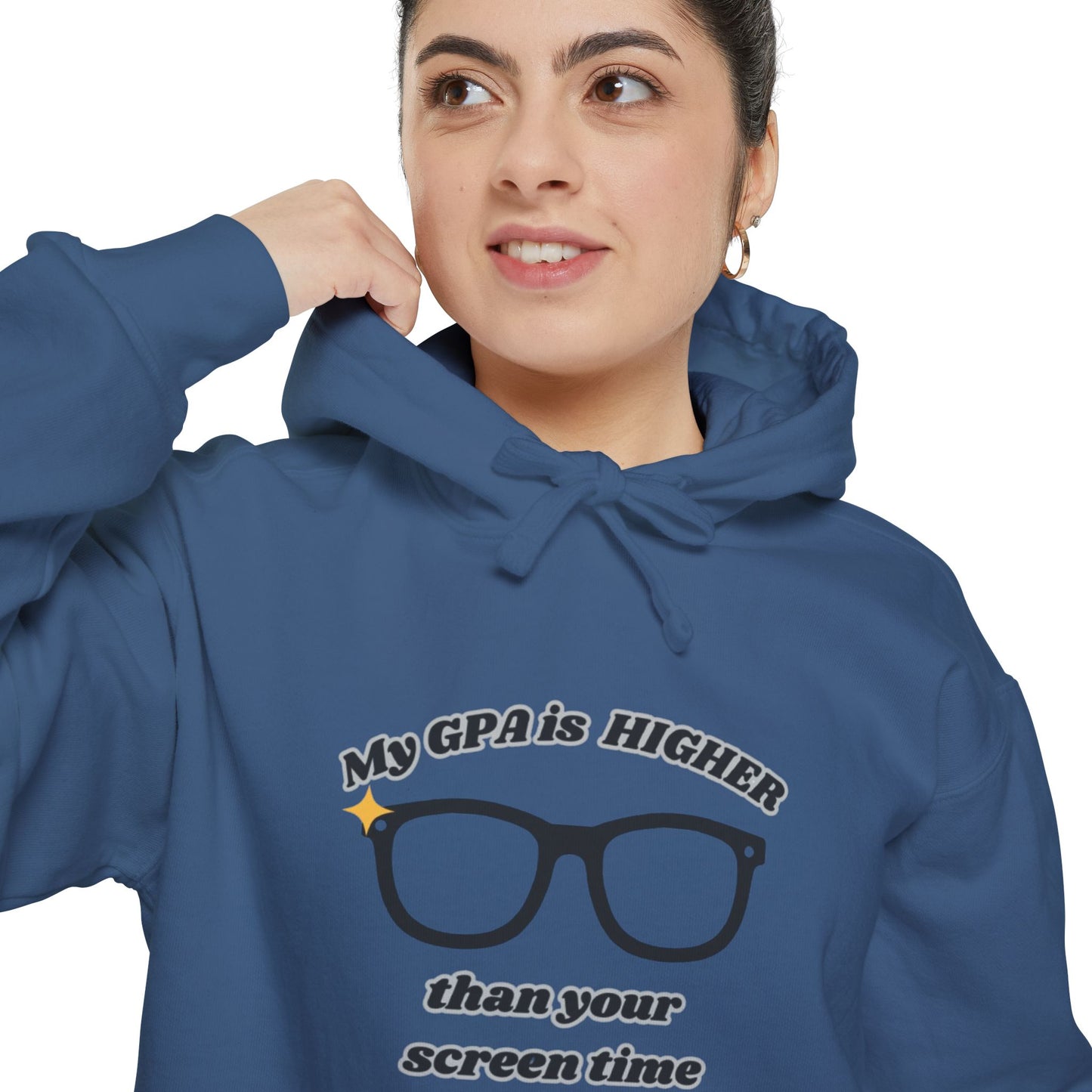 Humorous Student Hoodie: My GPA is HIGHER than Your Screen Time, Funny Gift for College Students, Back to School, Study Motivation Apparel
