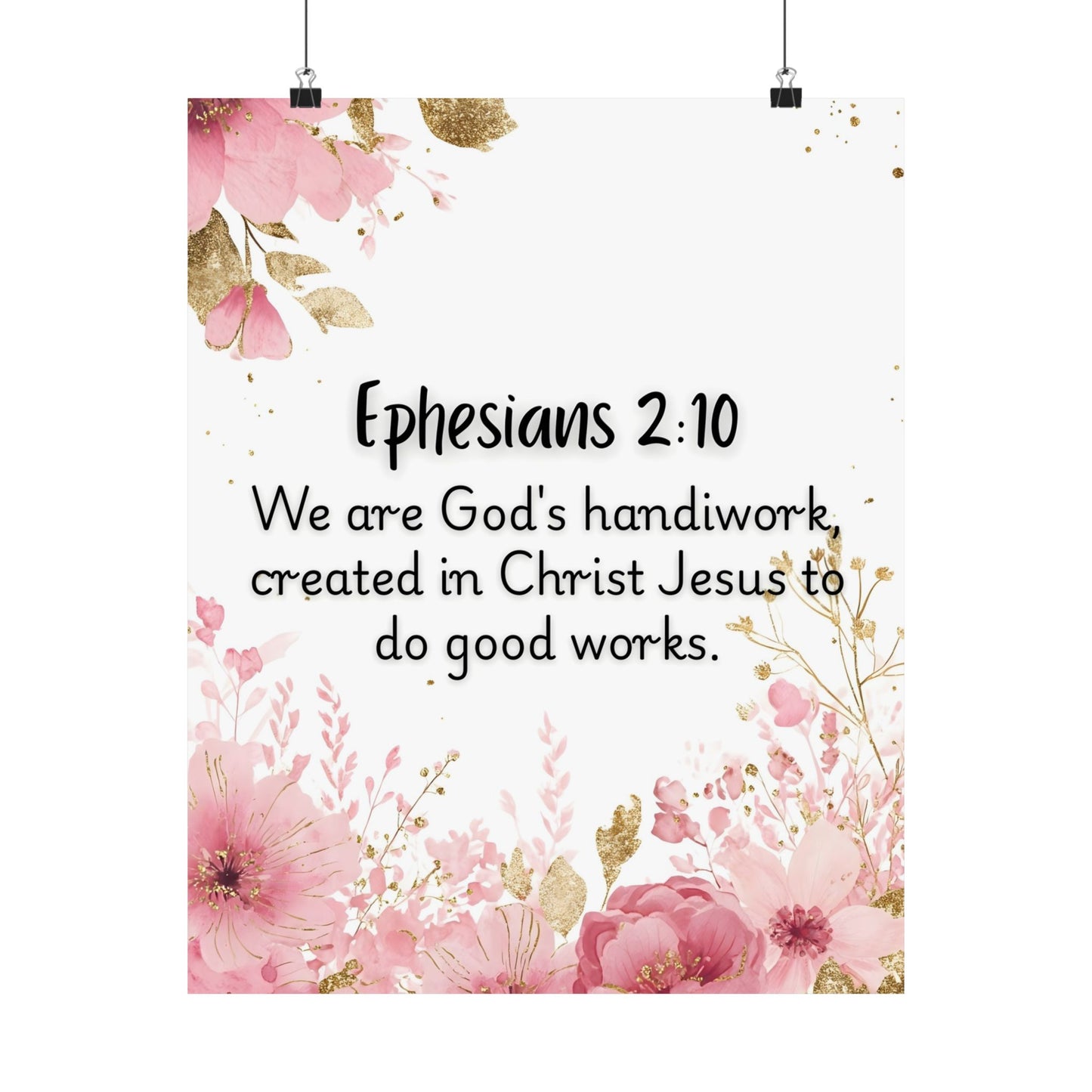 Floral Bible Verse Poster, Inspirational Wall Art, Christian Home Decor, Ephesians 2:10, Gift for Faith, Spiritual Motivation