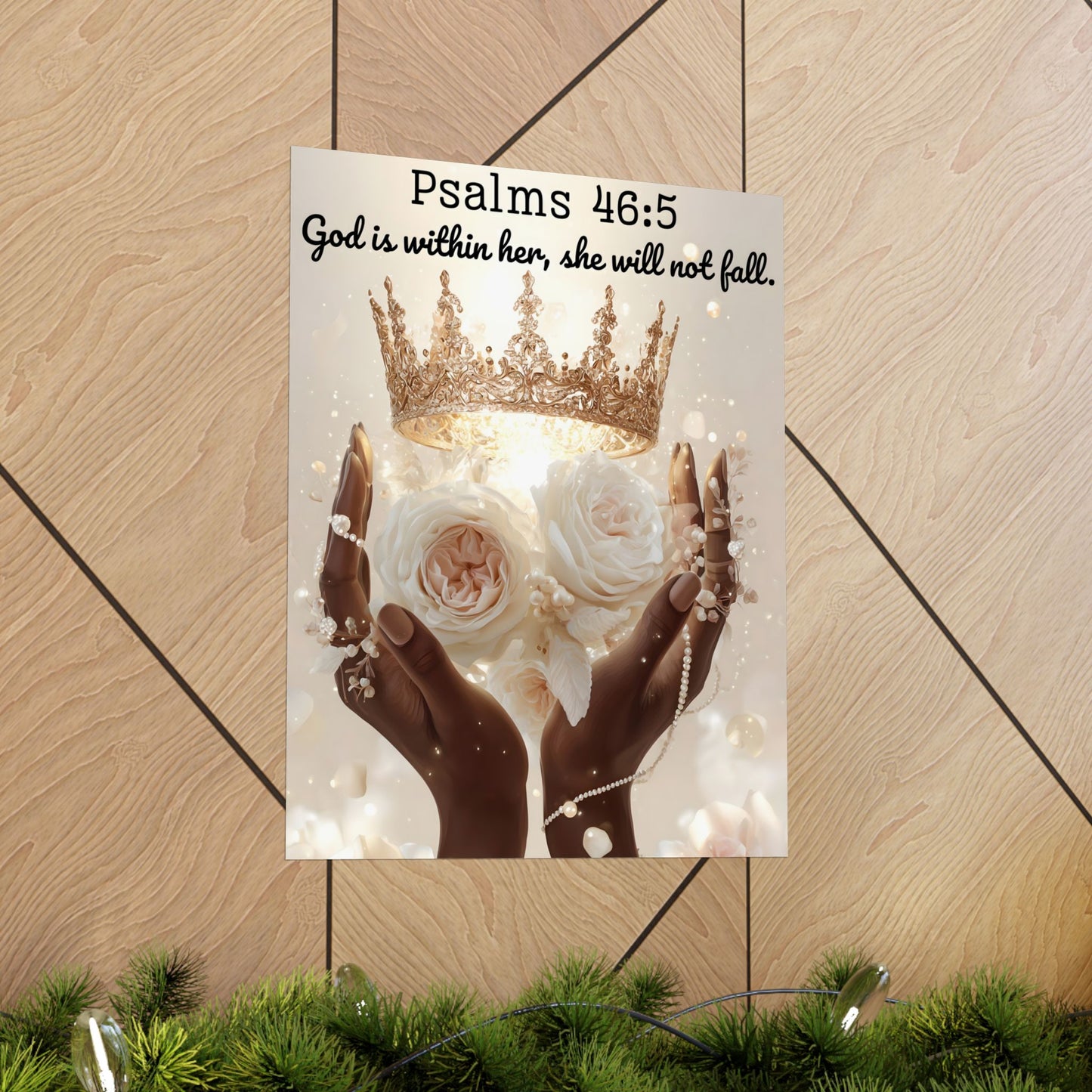 Psalms 46:5 Matte Vertical Bible Poster, Home Decor Wall Art, Christian Decor, Gift for Her, Motivational Quotes, Modern Floral Design