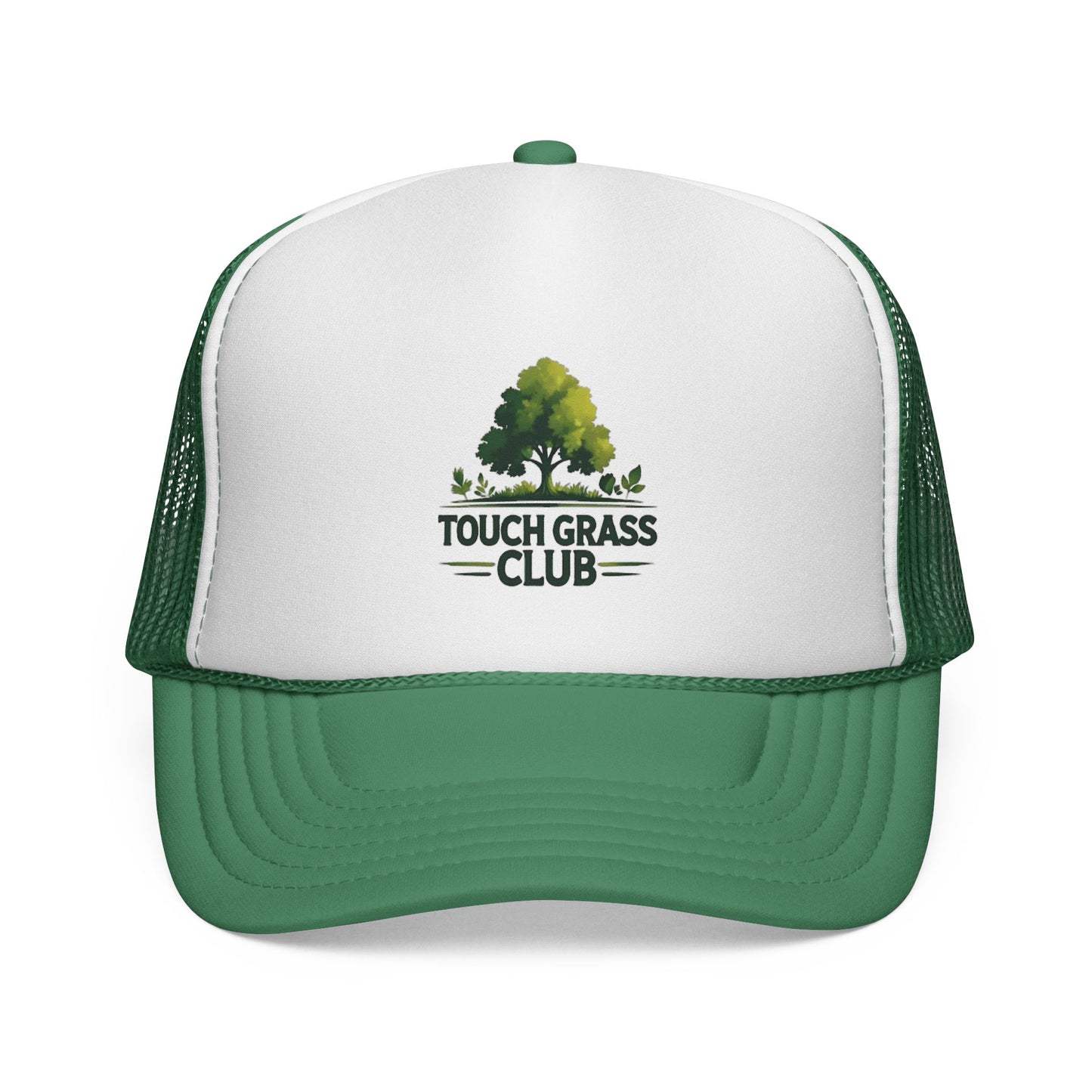 Trucker Cap - Touch Grass Club Cap, Outdoor Adventure Vibes Mesh Back Snapback Hat