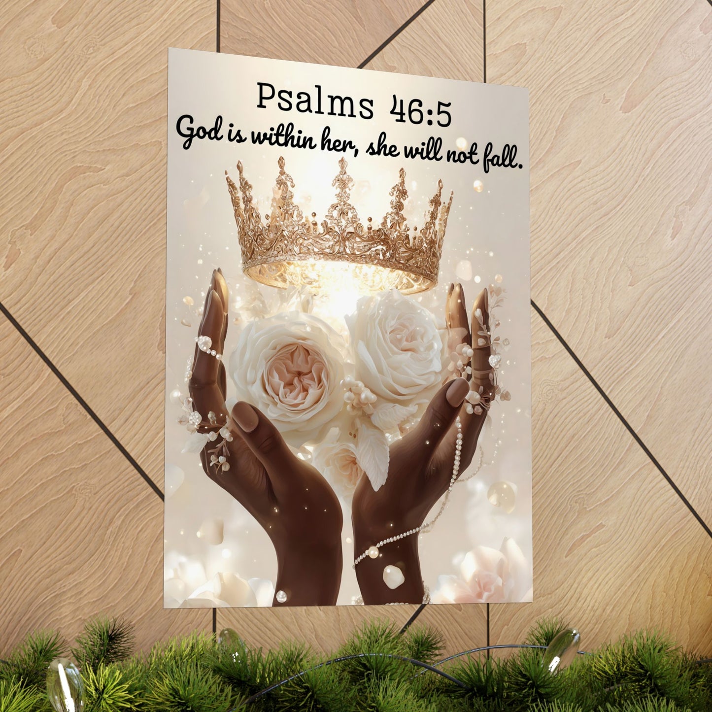 Psalms 46:5 Matte Vertical Bible Poster, Home Decor Wall Art, Christian Decor, Gift for Her, Motivational Quotes, Modern Floral Design