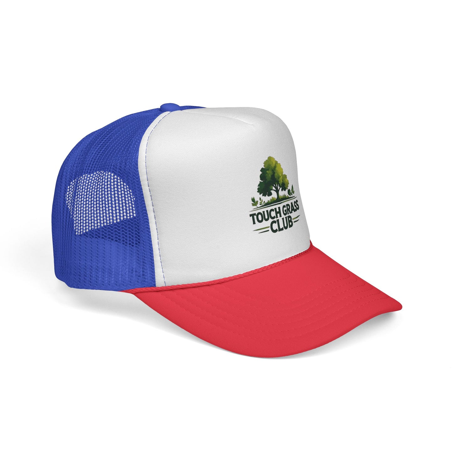 Trucker Cap - Touch Grass Club Cap, Outdoor Adventure Vibes Mesh Back Snapback Hat