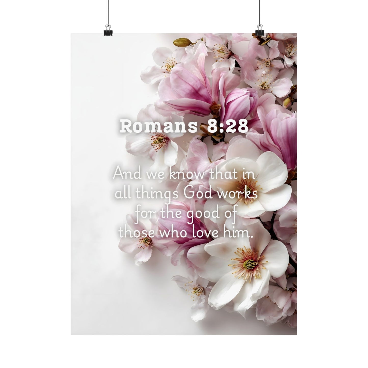 Floral Faith Poster, Romans 8:28 Wall Art, Motivational Home Decor, Gifts for Her, Faith-Based Decor