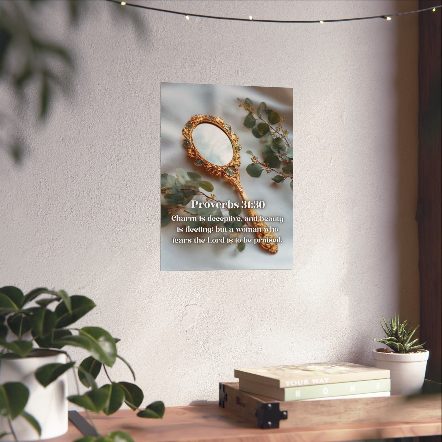 Elegant Biblical Quote Wall Art, Inspirational Matte Vertical Posters, Home Decor, Gift for Her, Proverbs 31:30
