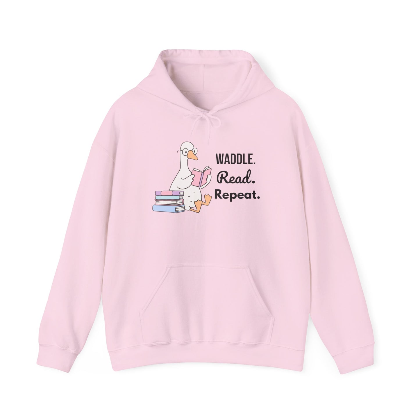 Waddle. Read. Repeat. Hoodie - Cozy Unisex Sweatshirt for Book Lovers, Perfect Gift for Readers, Casual Wear, Literary Apparel, Funny Gift