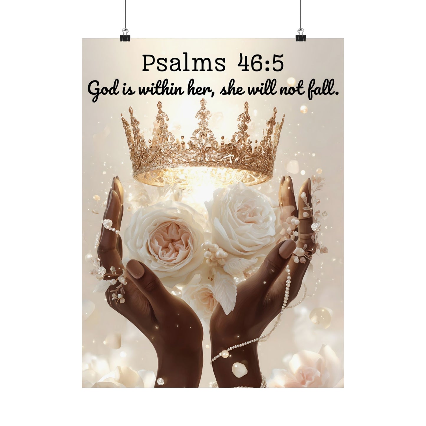 Psalms 46:5 Matte Vertical Bible Poster, Home Decor Wall Art, Christian Decor, Gift for Her, Motivational Quotes, Modern Floral Design