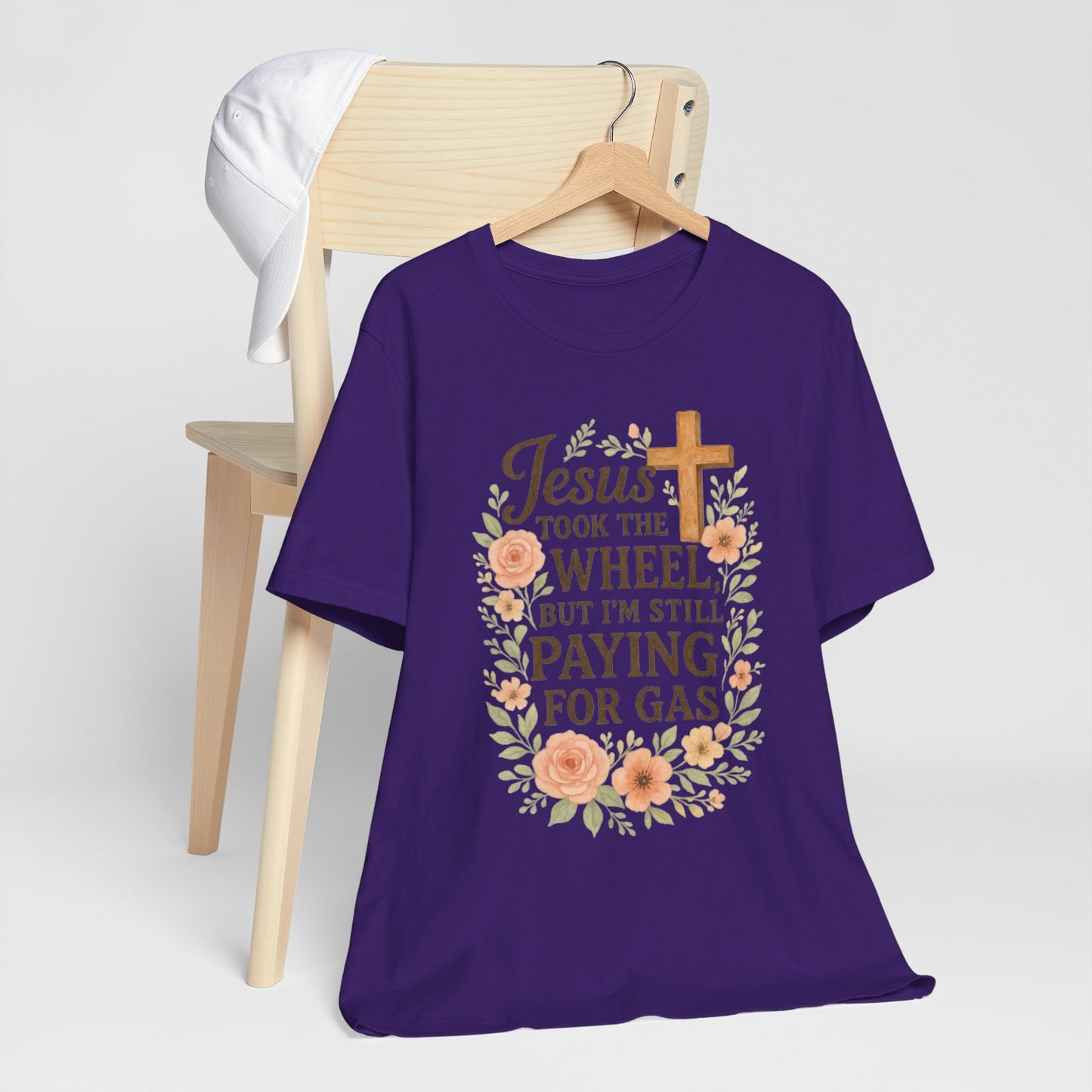 Christian Humor T-Shirt, Jesus Took The Wheel Tee, Funny Faith Shirt, Gift for Believers, Unisex Casual Tee