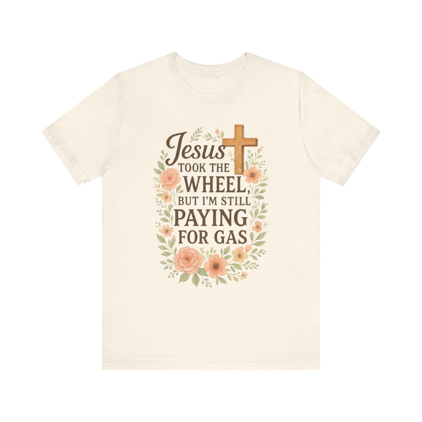 Christian Humor T-Shirt, Jesus Took The Wheel Tee, Funny Faith Shirt, Gift for Believers, Unisex Casual Tee