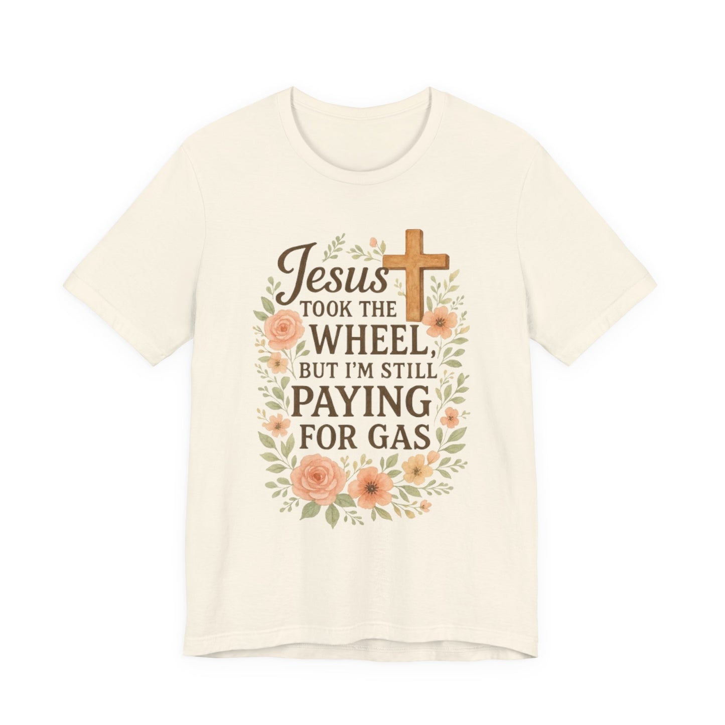 Christian Humor T-Shirt, Jesus Took The Wheel Tee, Funny Faith Shirt, Gift for Believers, Unisex Casual Tee