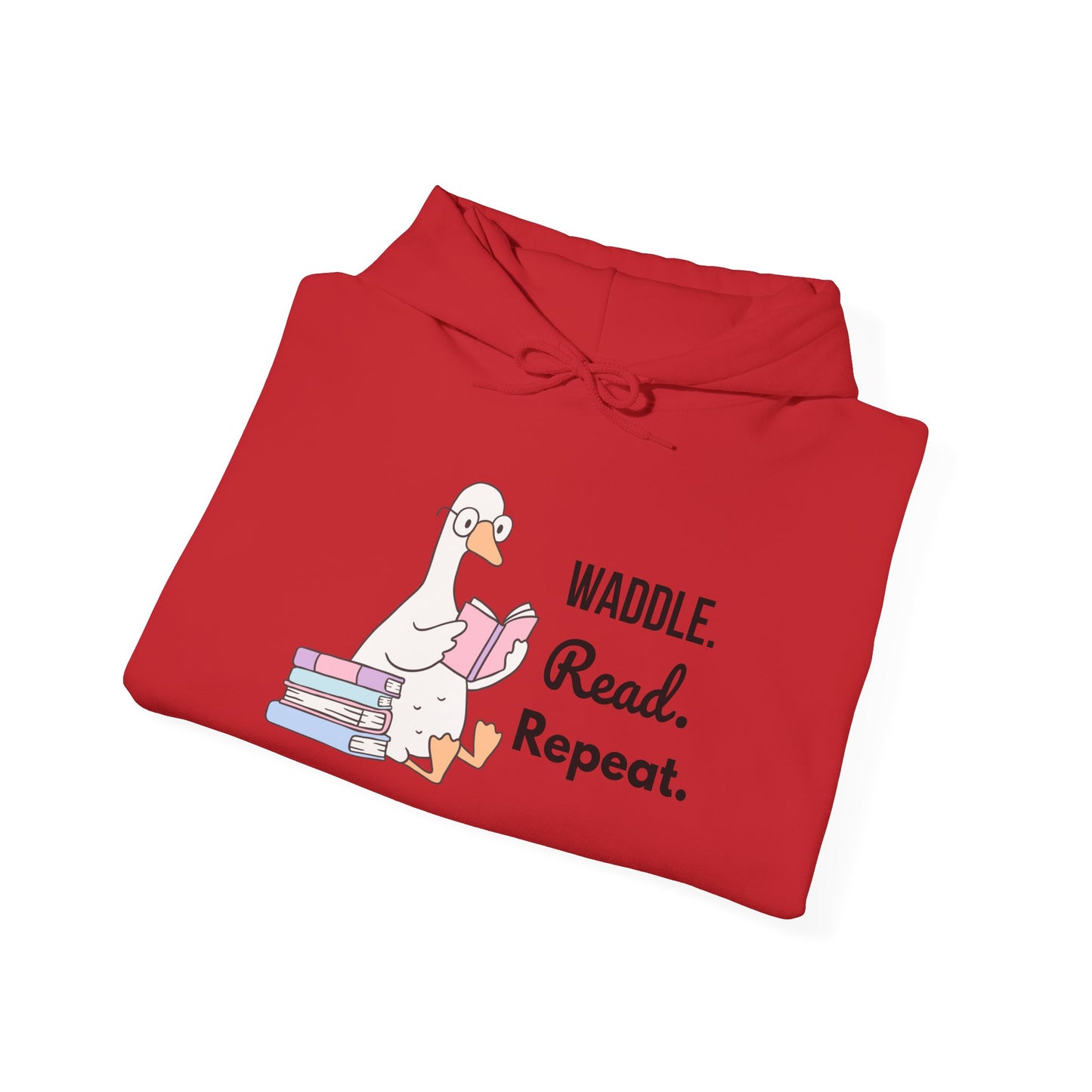 Waddle. Read. Repeat. Hoodie - Cozy Unisex Sweatshirt for Book Lovers, Perfect Gift for Readers, Casual Wear, Literary Apparel, Funny Gift