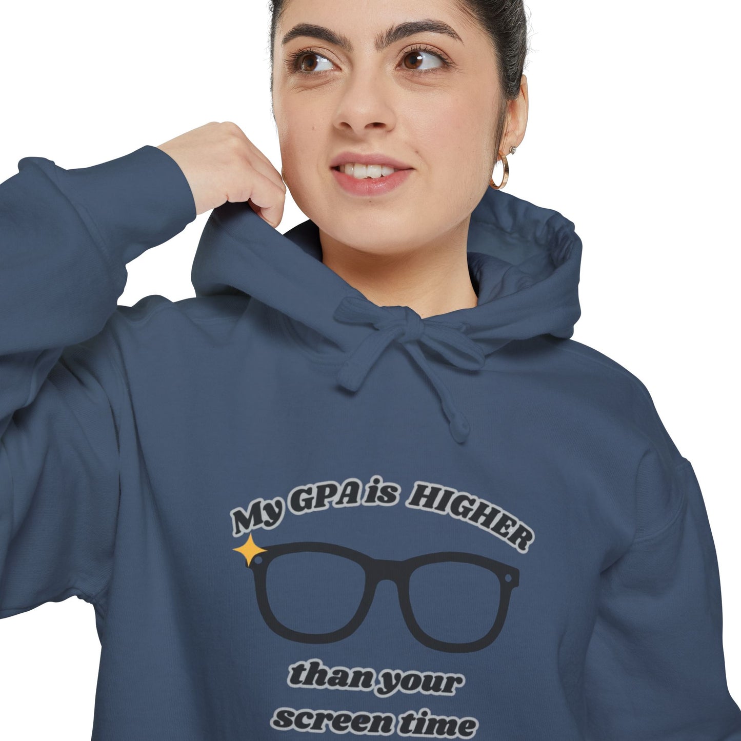 Humorous Student Hoodie: My GPA is HIGHER than Your Screen Time, Funny Gift for College Students, Back to School, Study Motivation Apparel