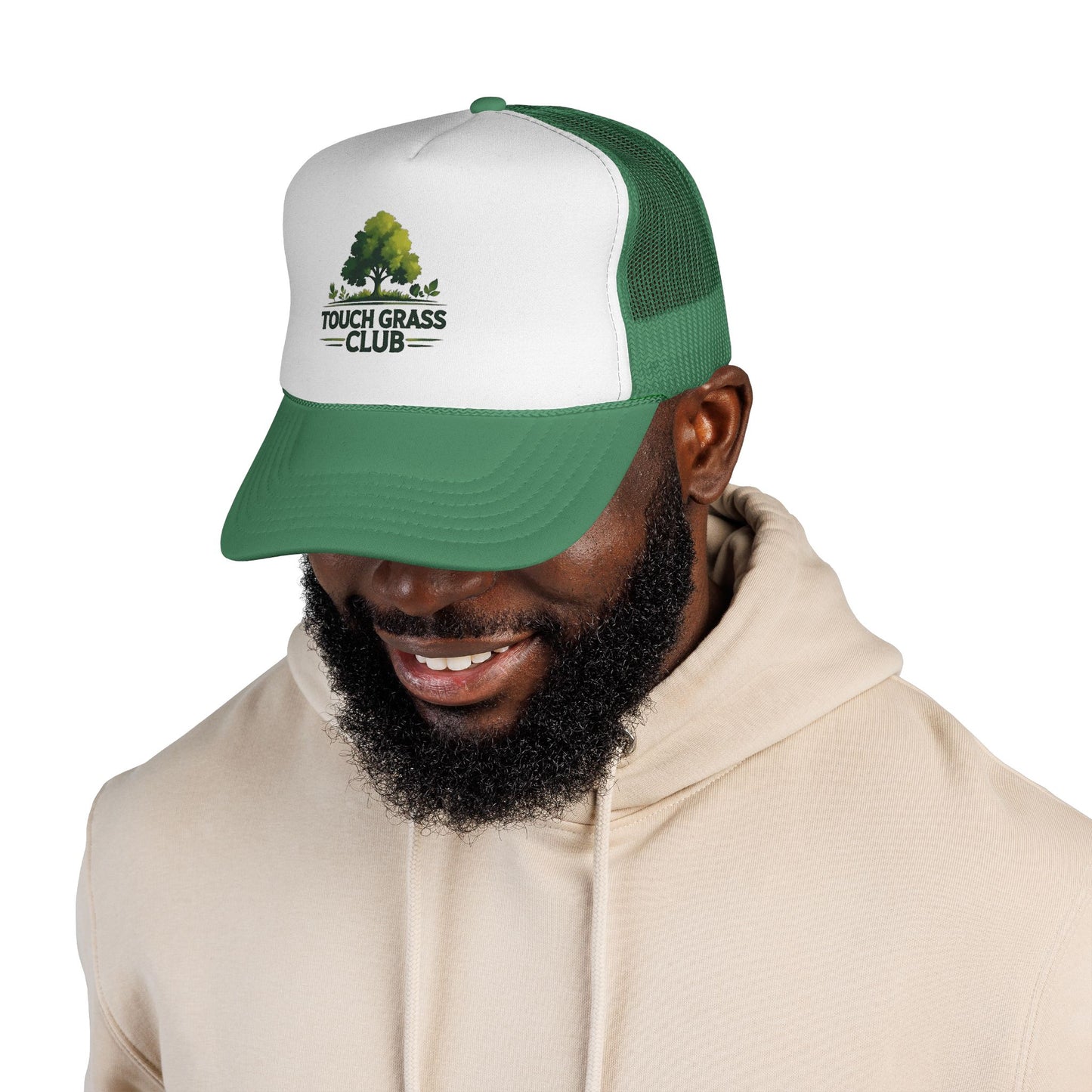Trucker Cap - Touch Grass Club Cap, Outdoor Adventure Vibes Mesh Back Snapback Hat
