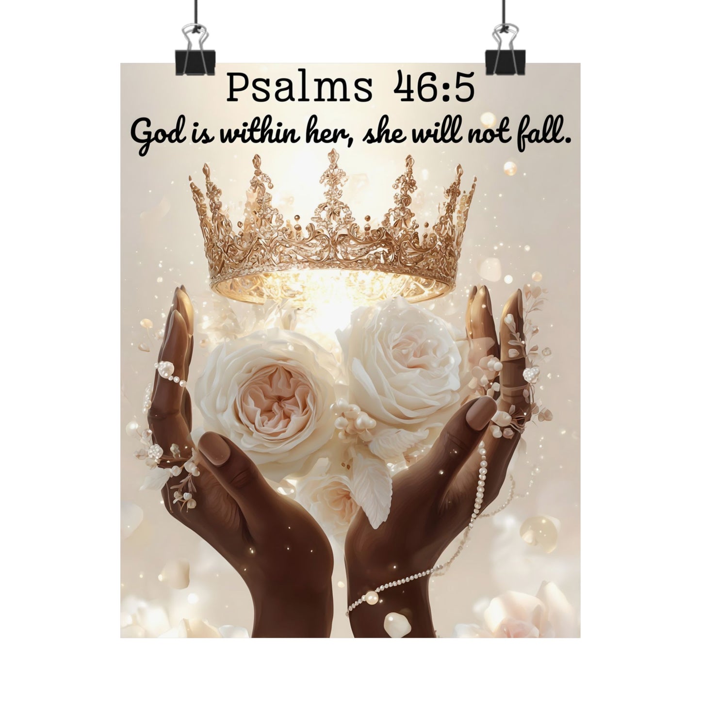 Psalms 46:5 Matte Vertical Bible Poster, Home Decor Wall Art, Christian Decor, Gift for Her, Motivational Quotes, Modern Floral Design