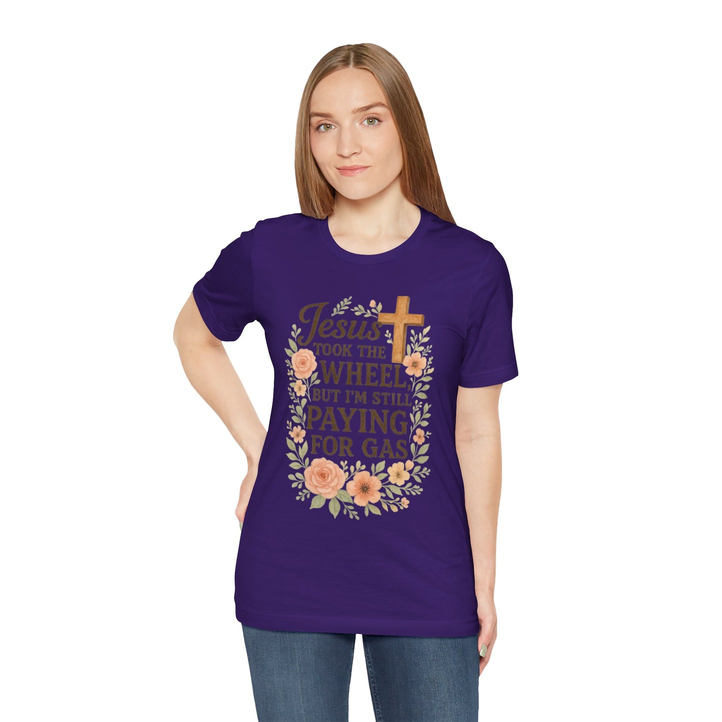 Christian Humor T-Shirt, Jesus Took The Wheel Tee, Funny Faith Shirt, Gift for Believers, Unisex Casual Tee