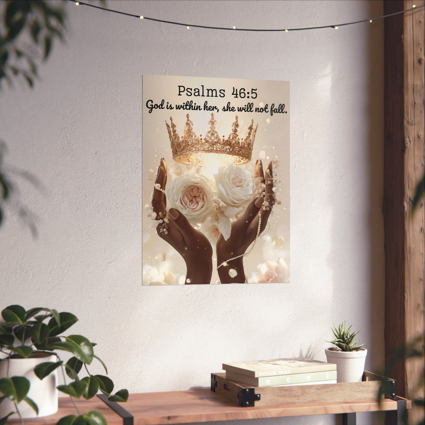 Psalms 46:5 Matte Vertical Bible Poster, Home Decor Wall Art, Christian Decor, Gift for Her, Motivational Quotes, Modern Floral Design