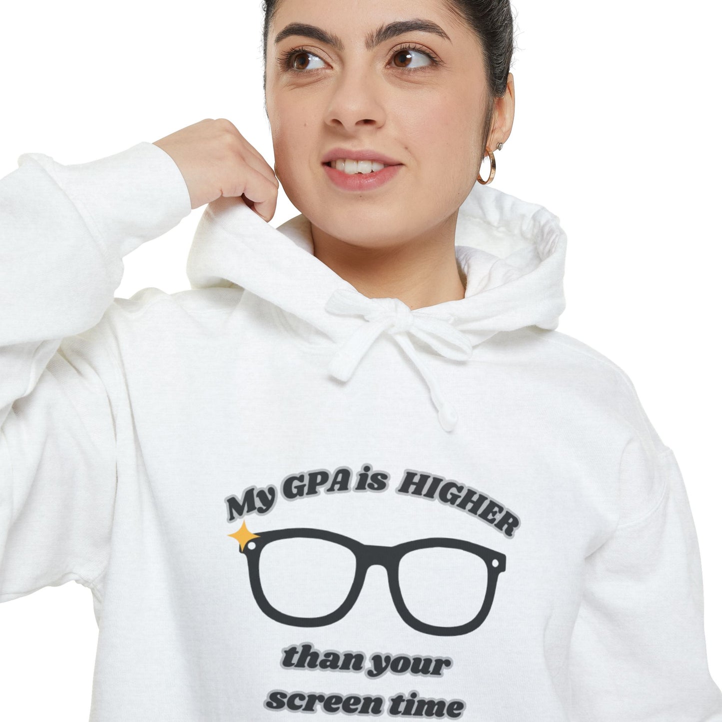 Humorous Student Hoodie: My GPA is HIGHER than Your Screen Time, Funny Gift for College Students, Back to School, Study Motivation Apparel