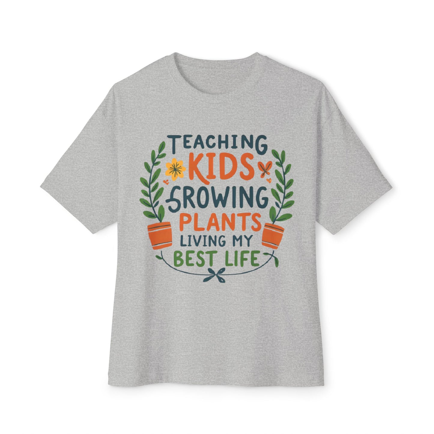 Teacher Plant Lover Oversized Unisex Boxy Tee
