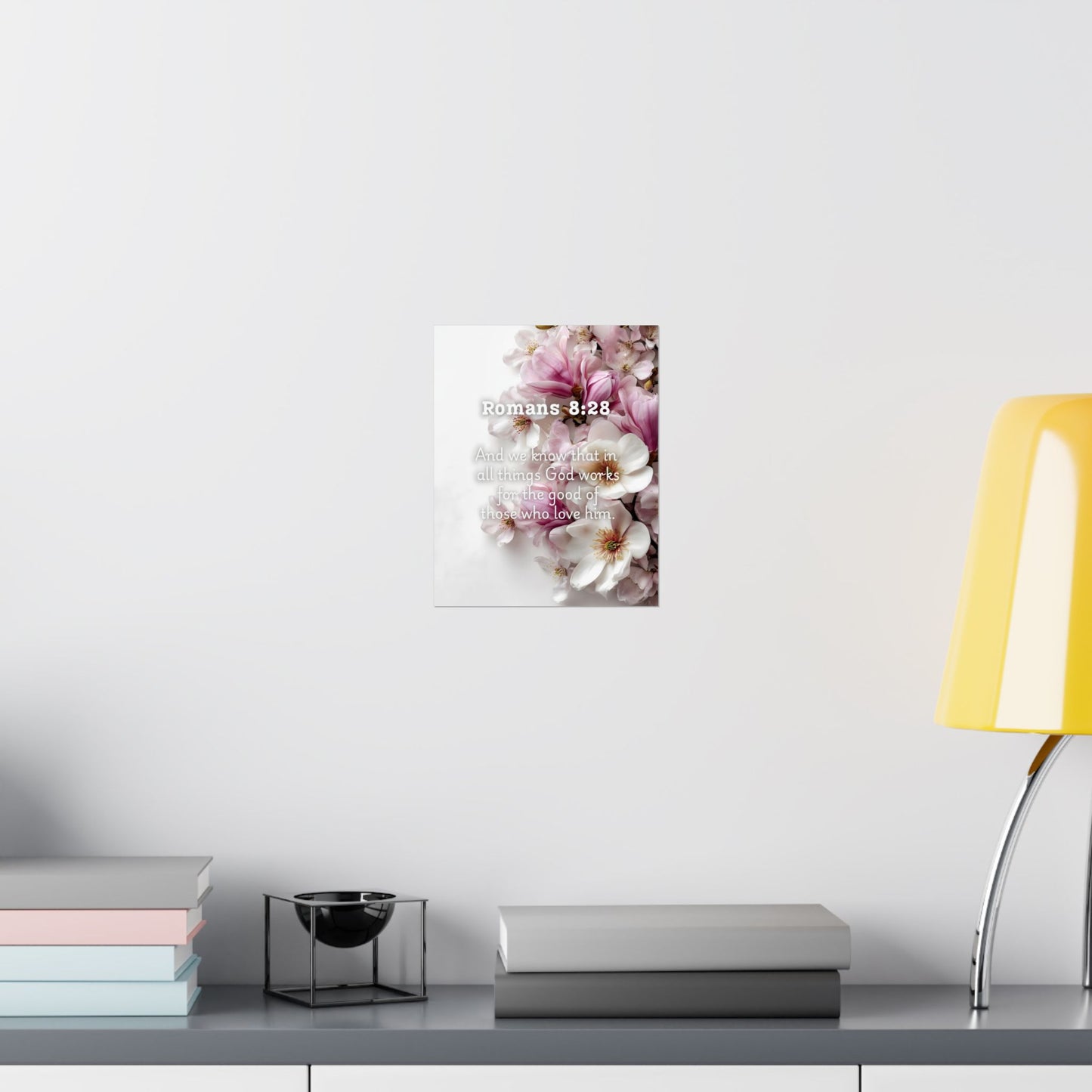 Floral Faith Poster, Romans 8:28 Wall Art, Motivational Home Decor, Gifts for Her, Faith-Based Decor
