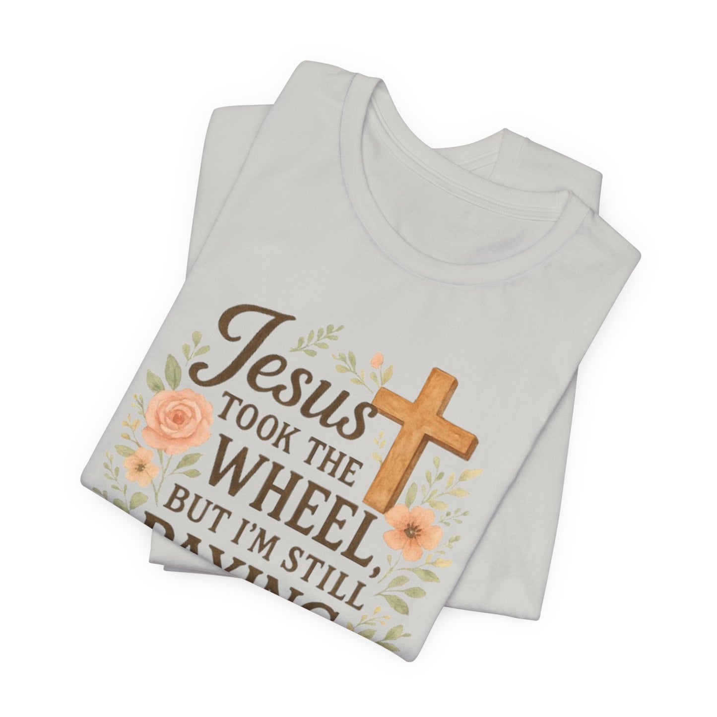 Christian Humor T-Shirt, Jesus Took The Wheel Tee, Funny Faith Shirt, Gift for Believers, Unisex Casual Tee