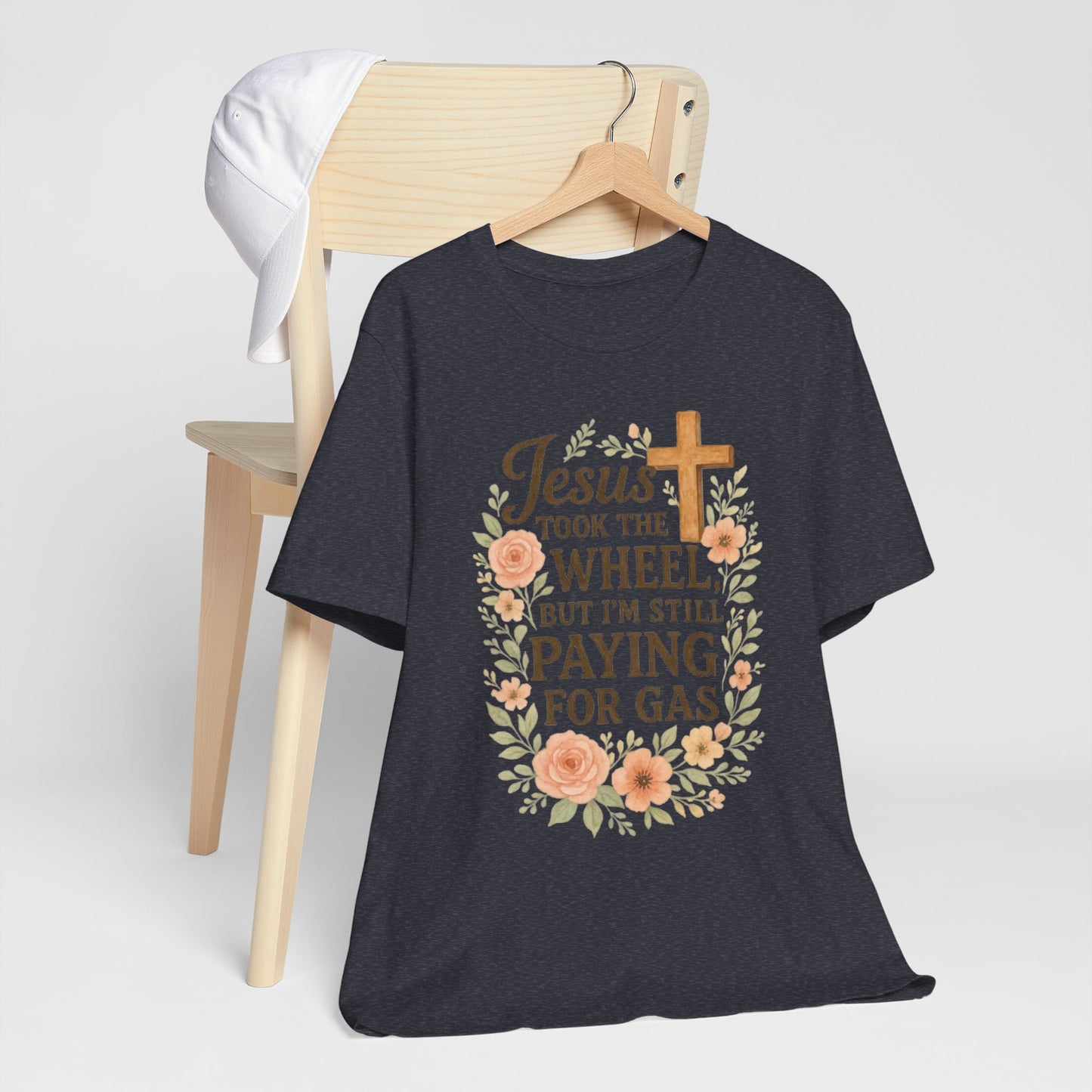 Christian Humor T-Shirt, Jesus Took The Wheel Tee, Funny Faith Shirt, Gift for Believers, Unisex Casual Tee