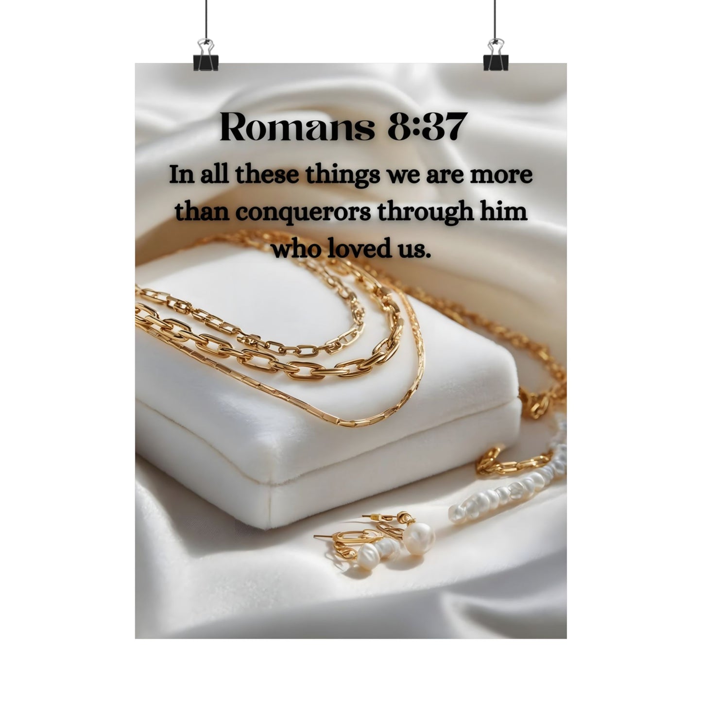 Romans 8:37 Matte Vertical Posters, Motivational Wall Art, Home Decor, Christian Gifts, Uplifting Scripture Decor