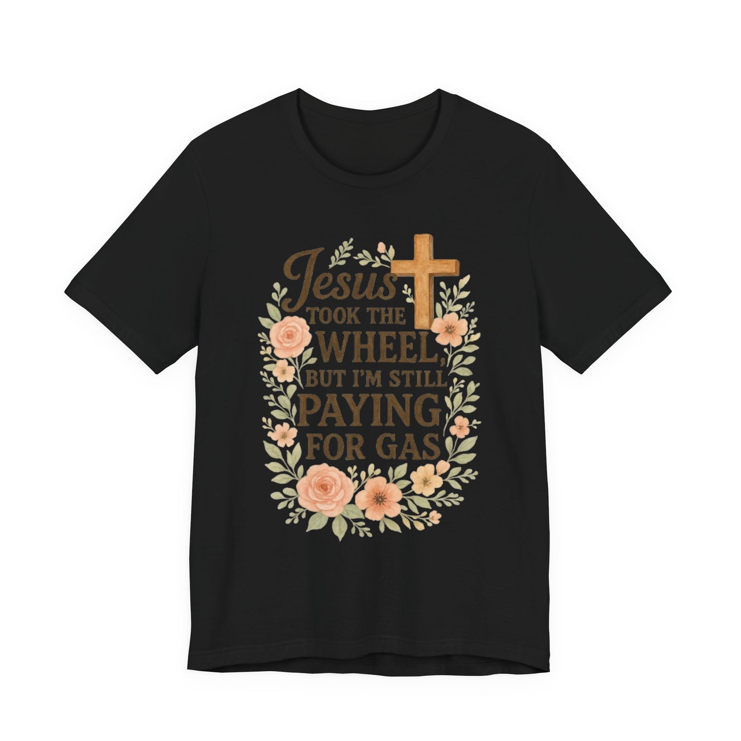 Christian Humor T-Shirt, Jesus Took The Wheel Tee, Funny Faith Shirt, Gift for Believers, Unisex Casual Tee