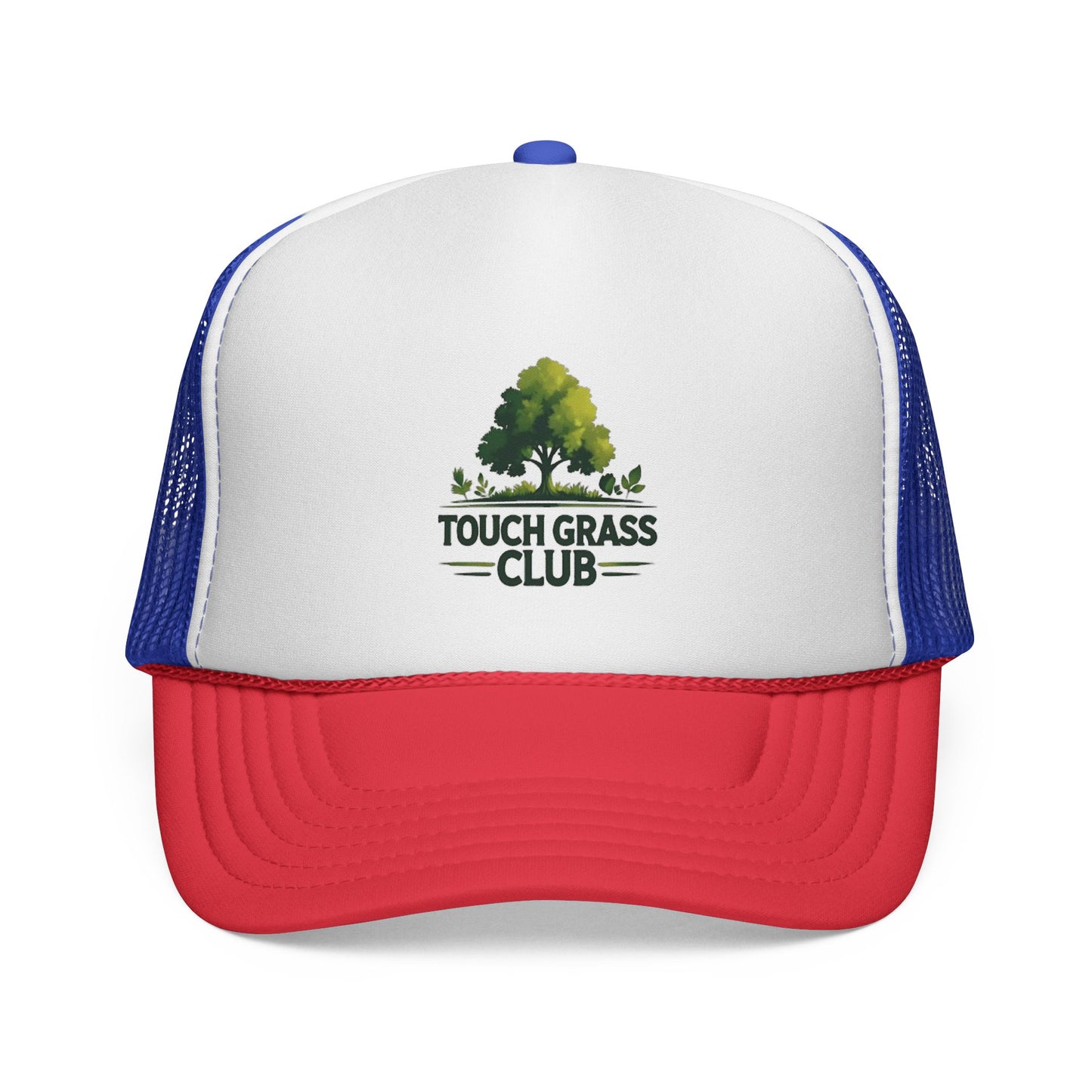 Trucker Cap - Touch Grass Club Cap, Outdoor Adventure Vibes Mesh Back Snapback Hat