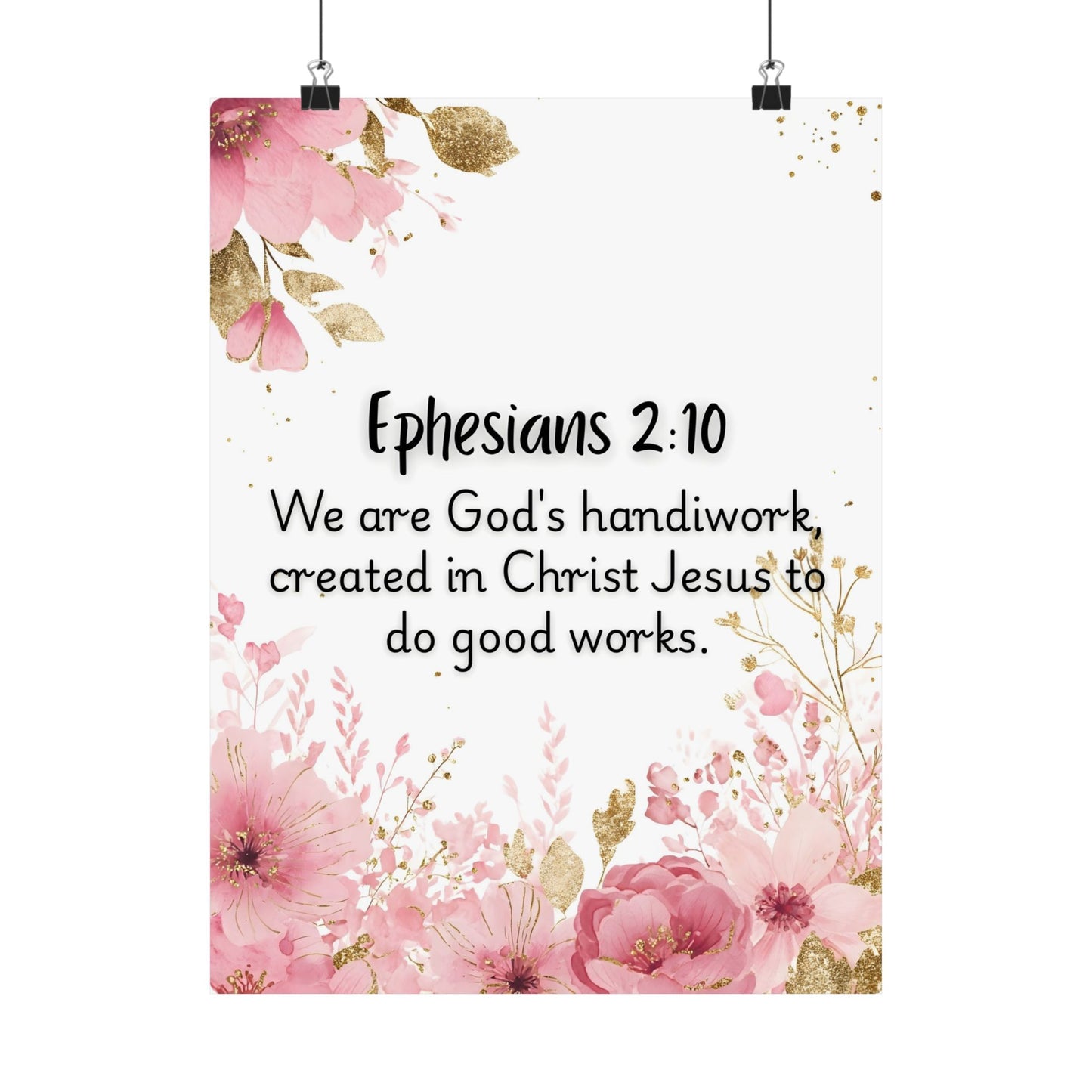 Floral Bible Verse Poster, Inspirational Wall Art, Christian Home Decor, Ephesians 2:10, Gift for Faith, Spiritual Motivation