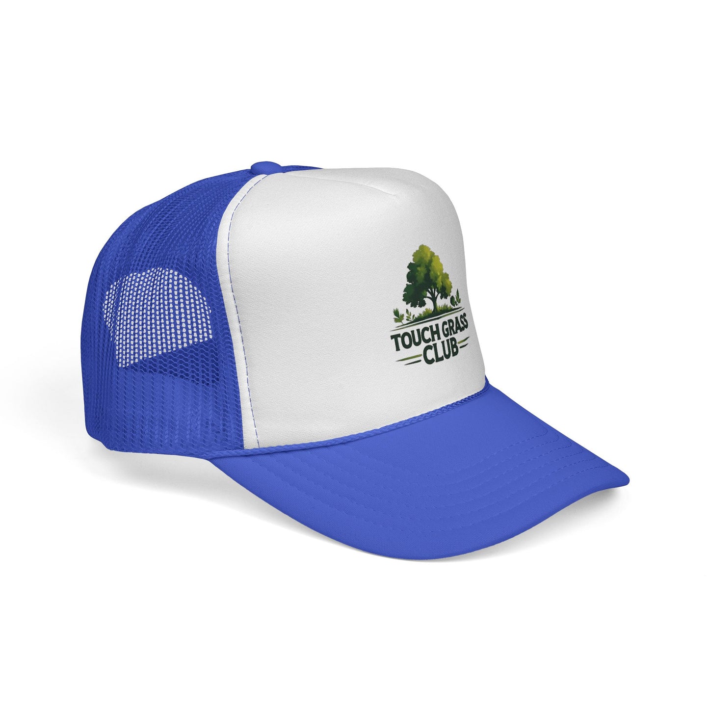 Trucker Cap - Touch Grass Club Cap, Outdoor Adventure Vibes Mesh Back Snapback Hat