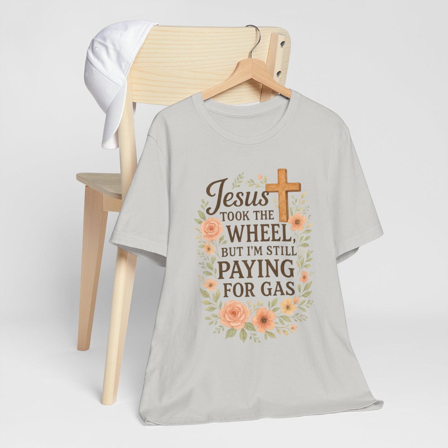 Christian Humor T-Shirt, Jesus Took The Wheel Tee, Funny Faith Shirt, Gift for Believers, Unisex Casual Tee