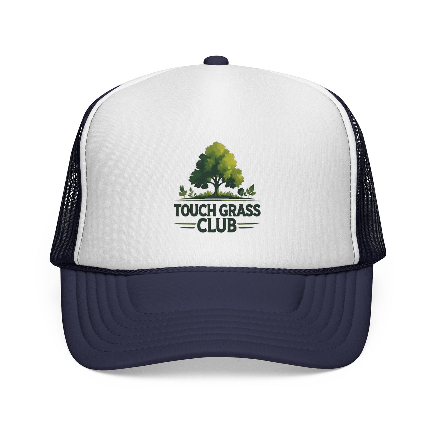 Trucker Cap - Touch Grass Club Cap, Outdoor Adventure Vibes Mesh Back Snapback Hat