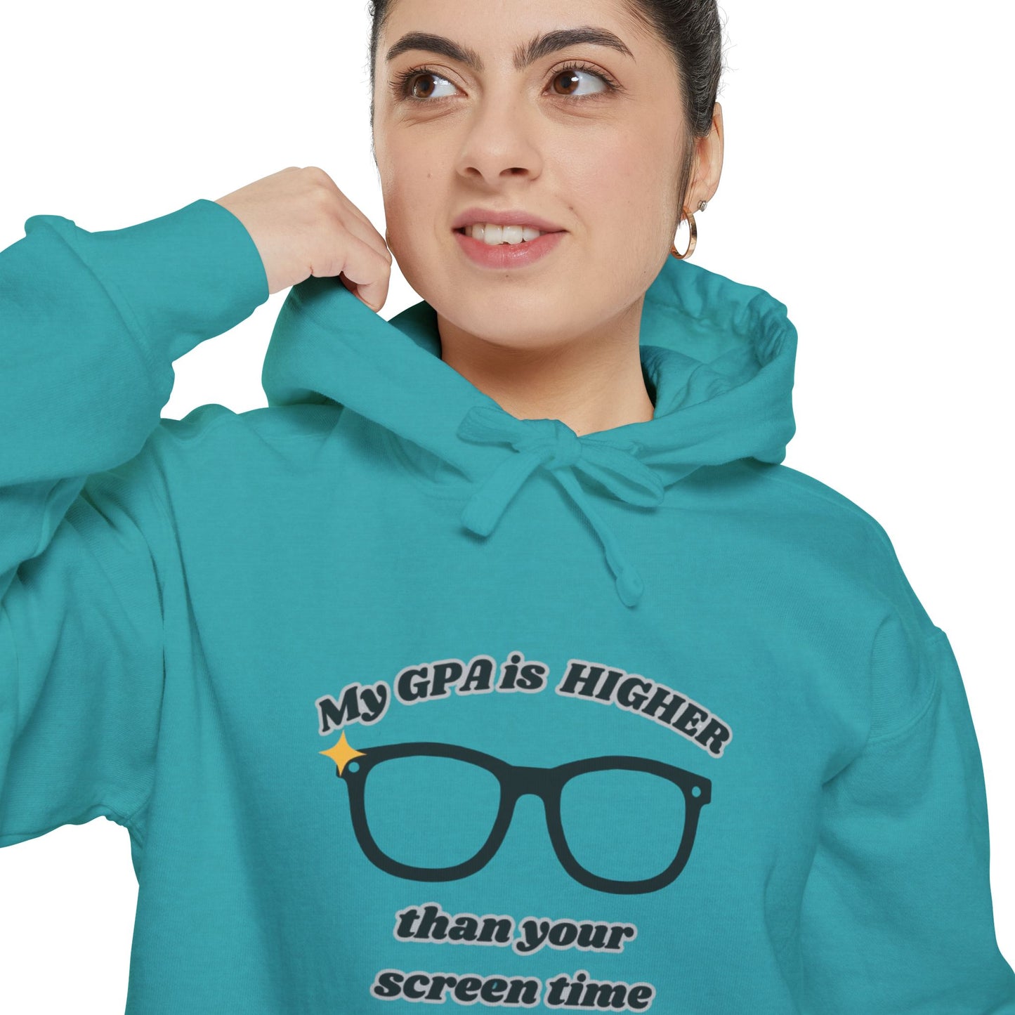 Humorous Student Hoodie: My GPA is HIGHER than Your Screen Time, Funny Gift for College Students, Back to School, Study Motivation Apparel