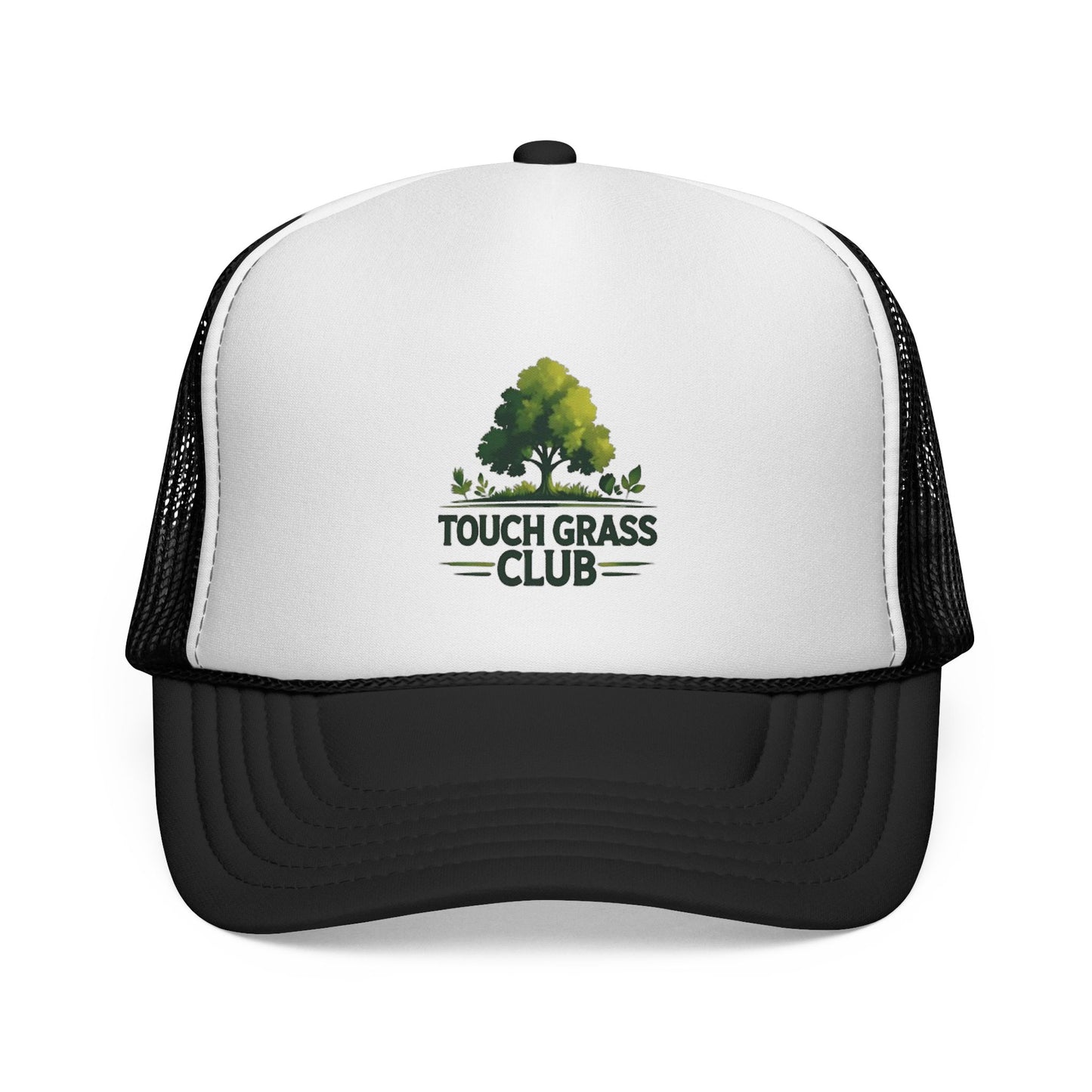 Trucker Cap - Touch Grass Club Cap, Outdoor Adventure Vibes Mesh Back Snapback Hat
