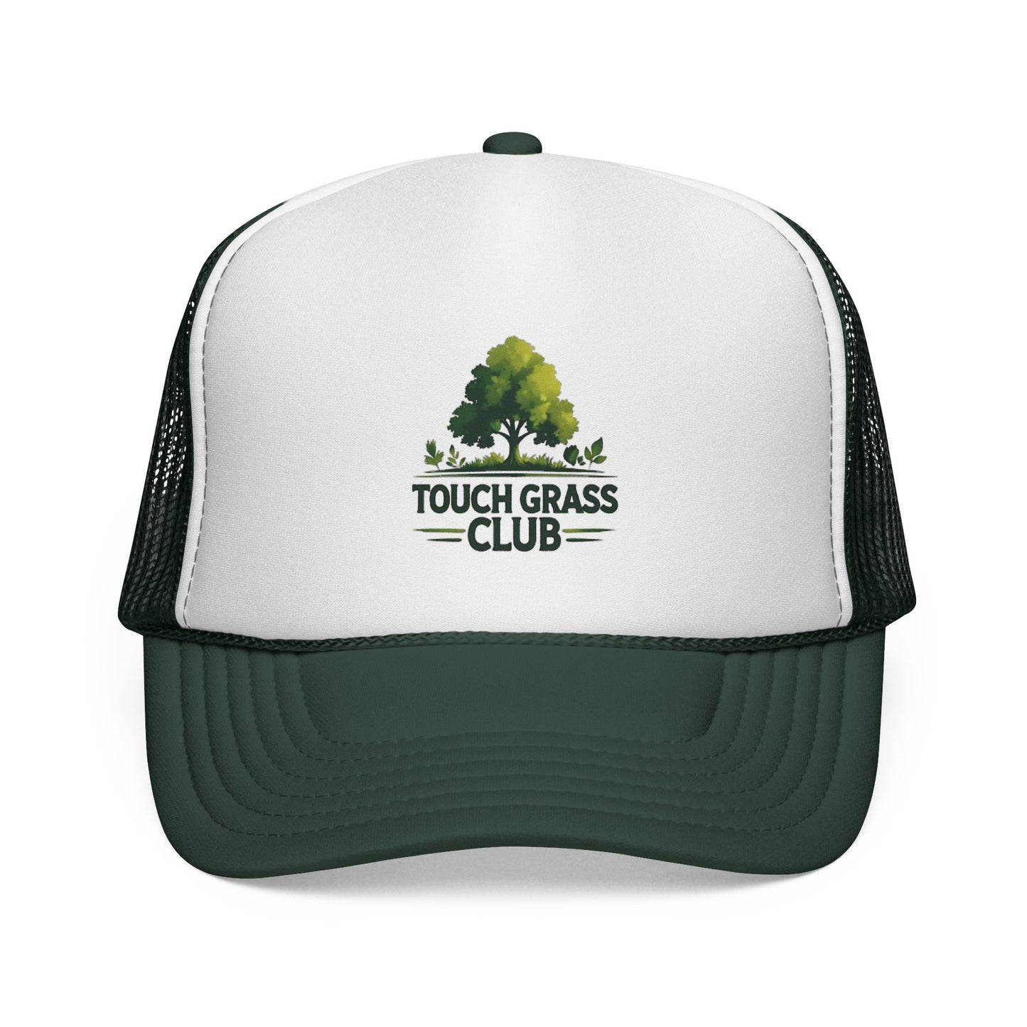 Trucker Cap - Touch Grass Club Cap, Outdoor Adventure Vibes Mesh Back Snapback Hat