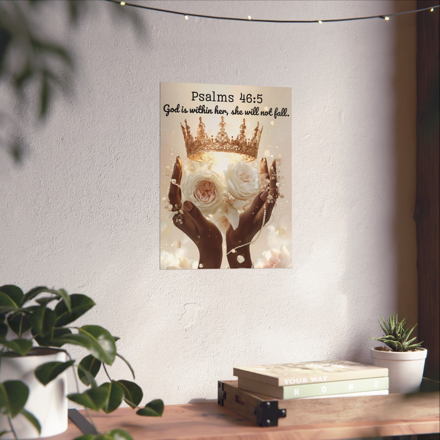 Psalms 46:5 Matte Vertical Bible Poster, Home Decor Wall Art, Christian Decor, Gift for Her, Motivational Quotes, Modern Floral Design