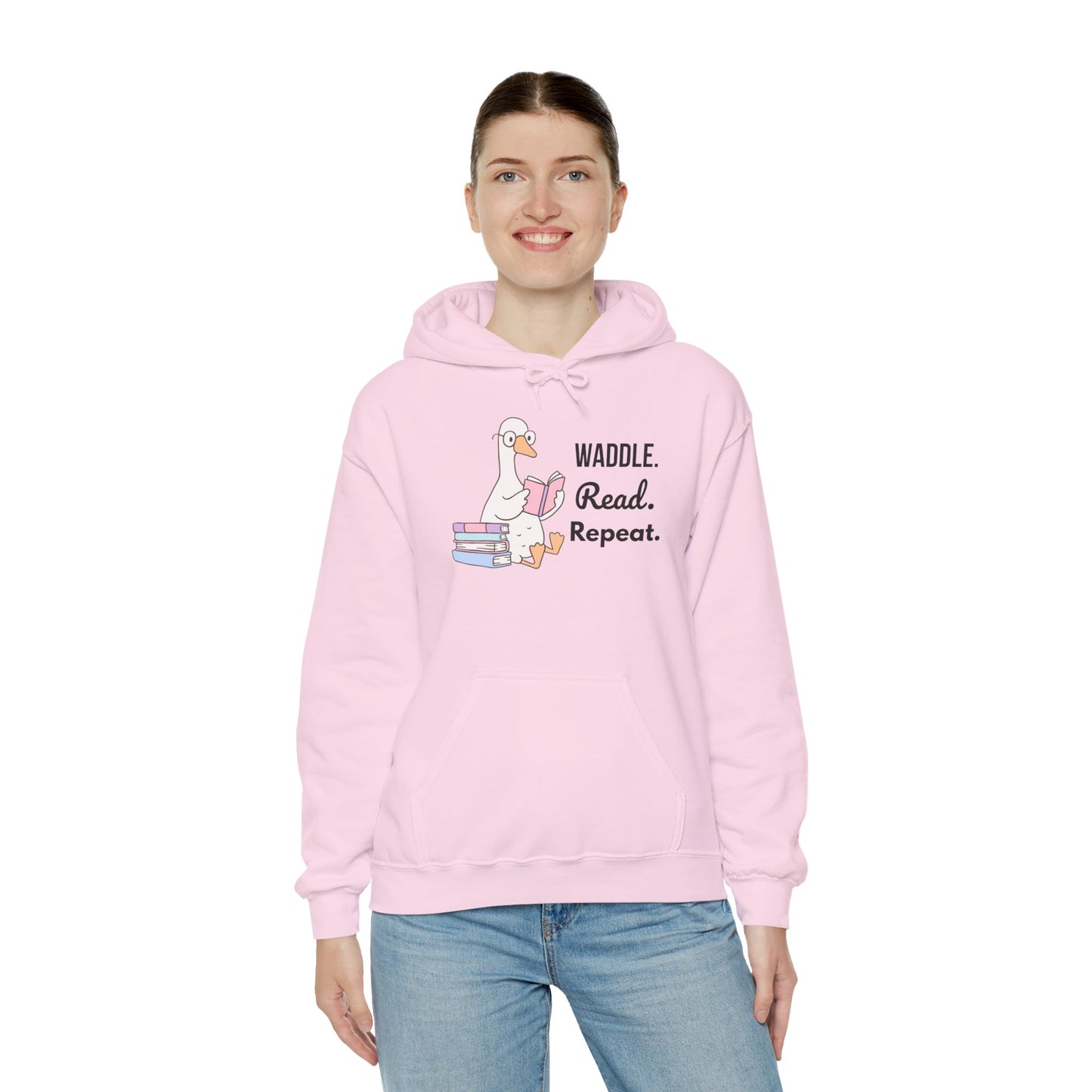 Waddle. Read. Repeat. Hoodie - Cozy Unisex Sweatshirt for Book Lovers, Perfect Gift for Readers, Casual Wear, Literary Apparel, Funny Gift