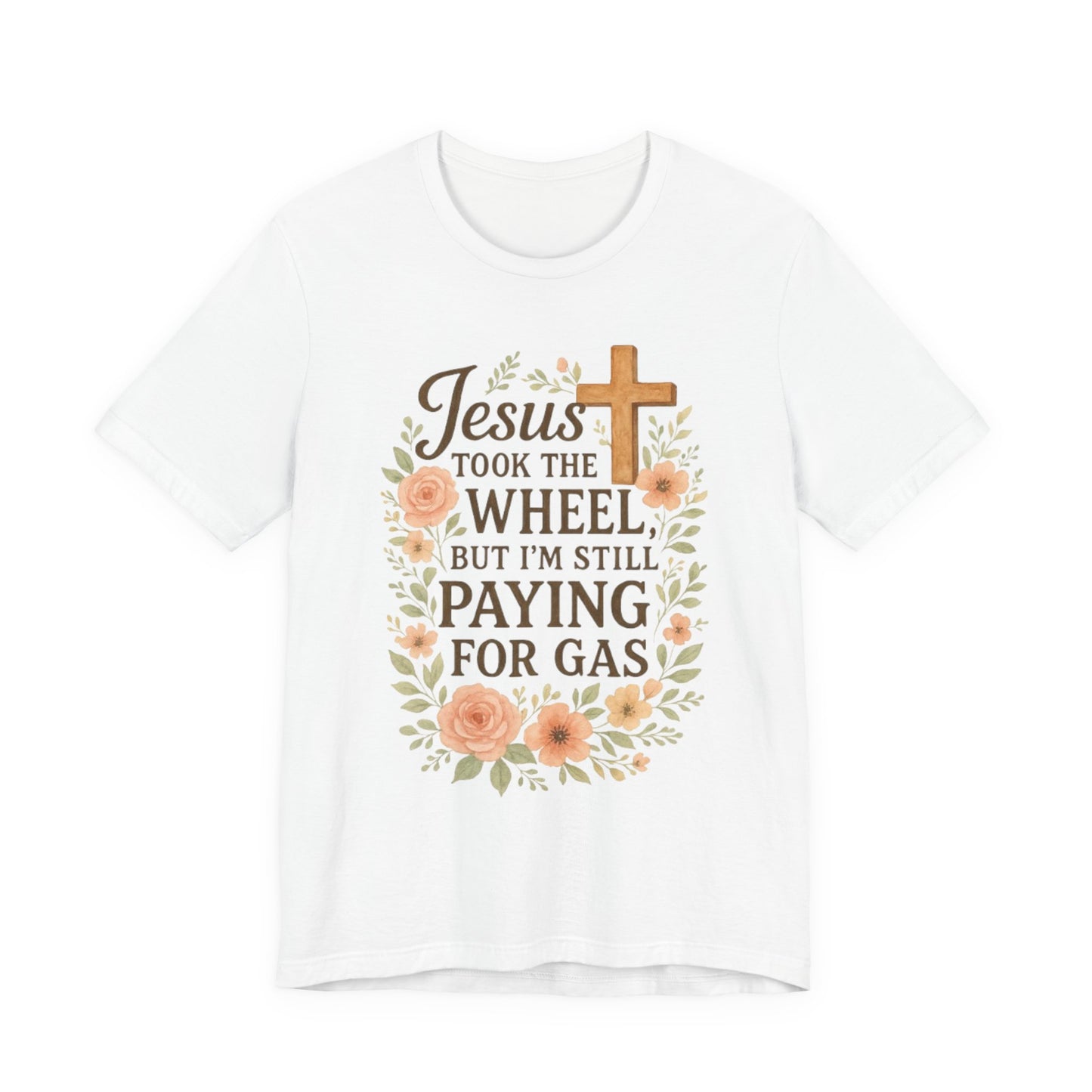 Christian Humor T-Shirt, Jesus Took The Wheel Tee, Funny Faith Shirt, Gift for Believers, Unisex Casual Tee