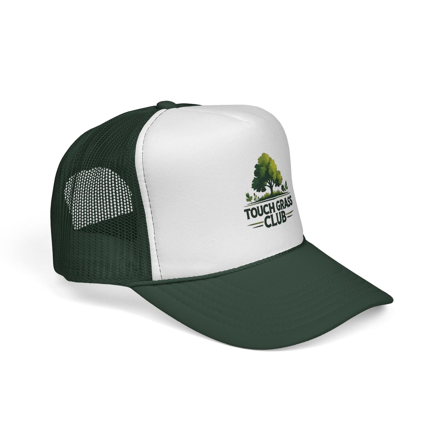 Trucker Cap - Touch Grass Club Cap, Outdoor Adventure Vibes Mesh Back Snapback Hat