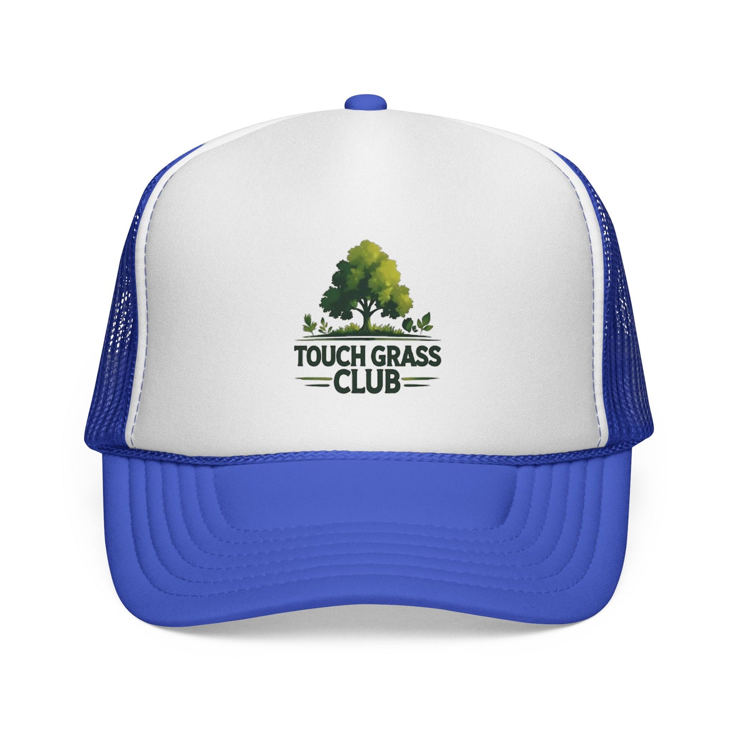 Trucker Cap - Touch Grass Club Cap, Outdoor Adventure Vibes Mesh Back Snapback Hat
