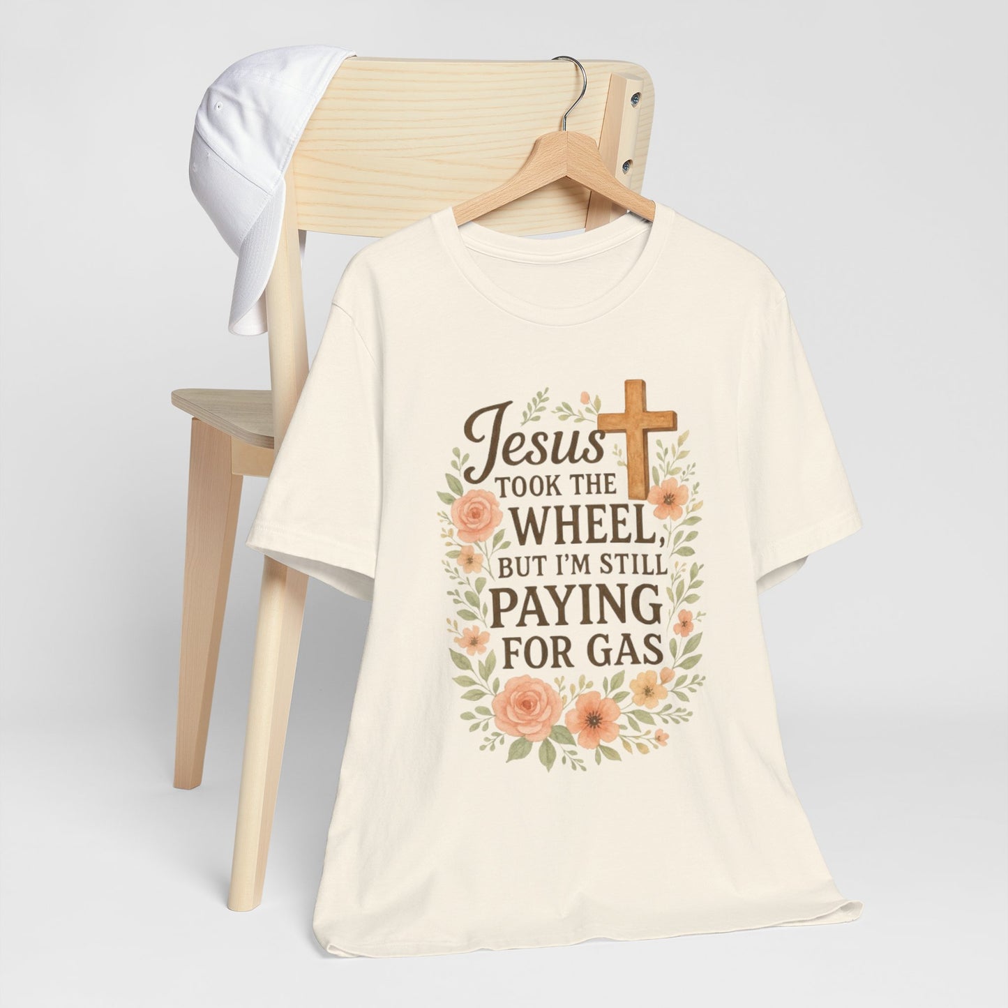 Christian Humor T-Shirt, Jesus Took The Wheel Tee, Funny Faith Shirt, Gift for Believers, Unisex Casual Tee