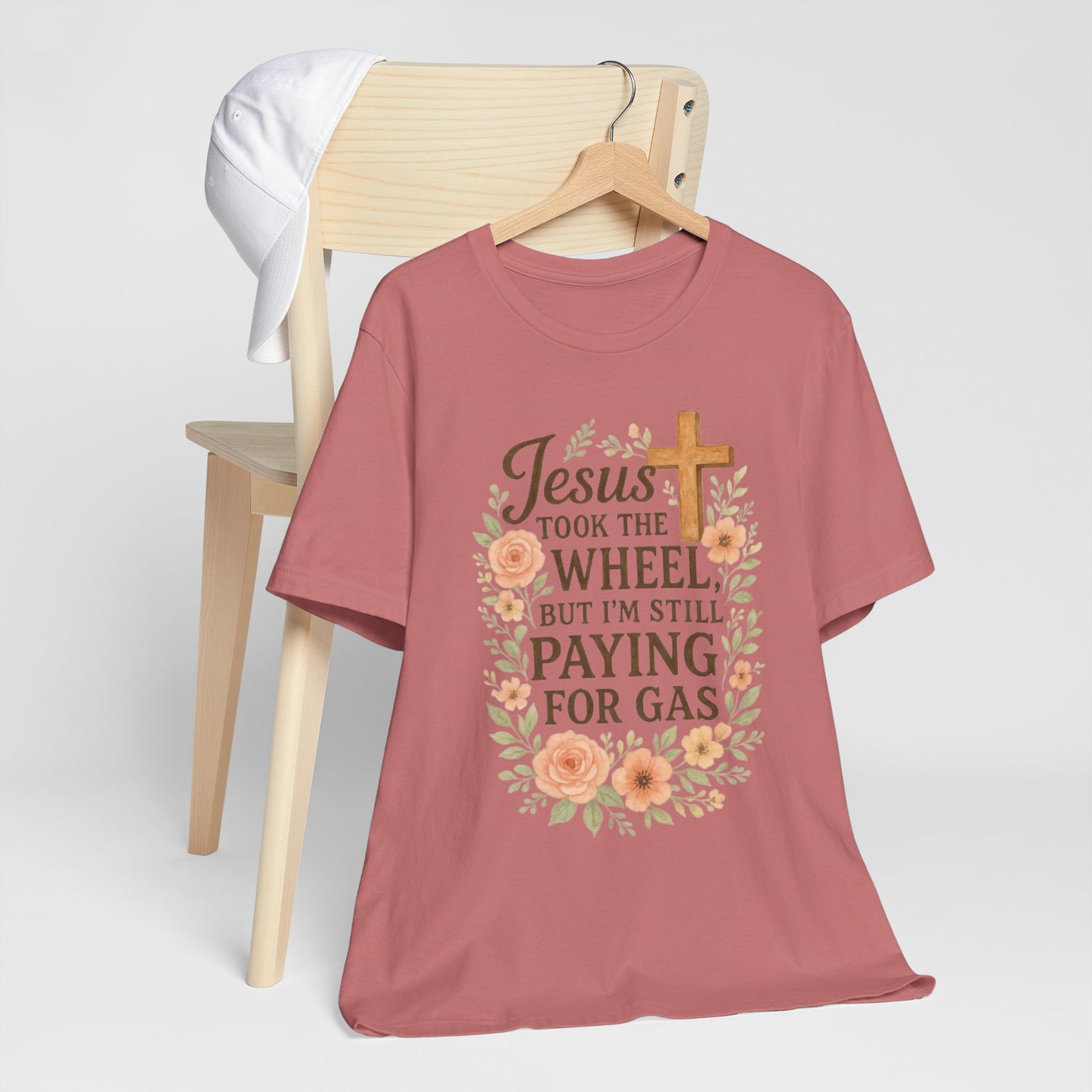 Christian Humor T-Shirt, Jesus Took The Wheel Tee, Funny Faith Shirt, Gift for Believers, Unisex Casual Tee