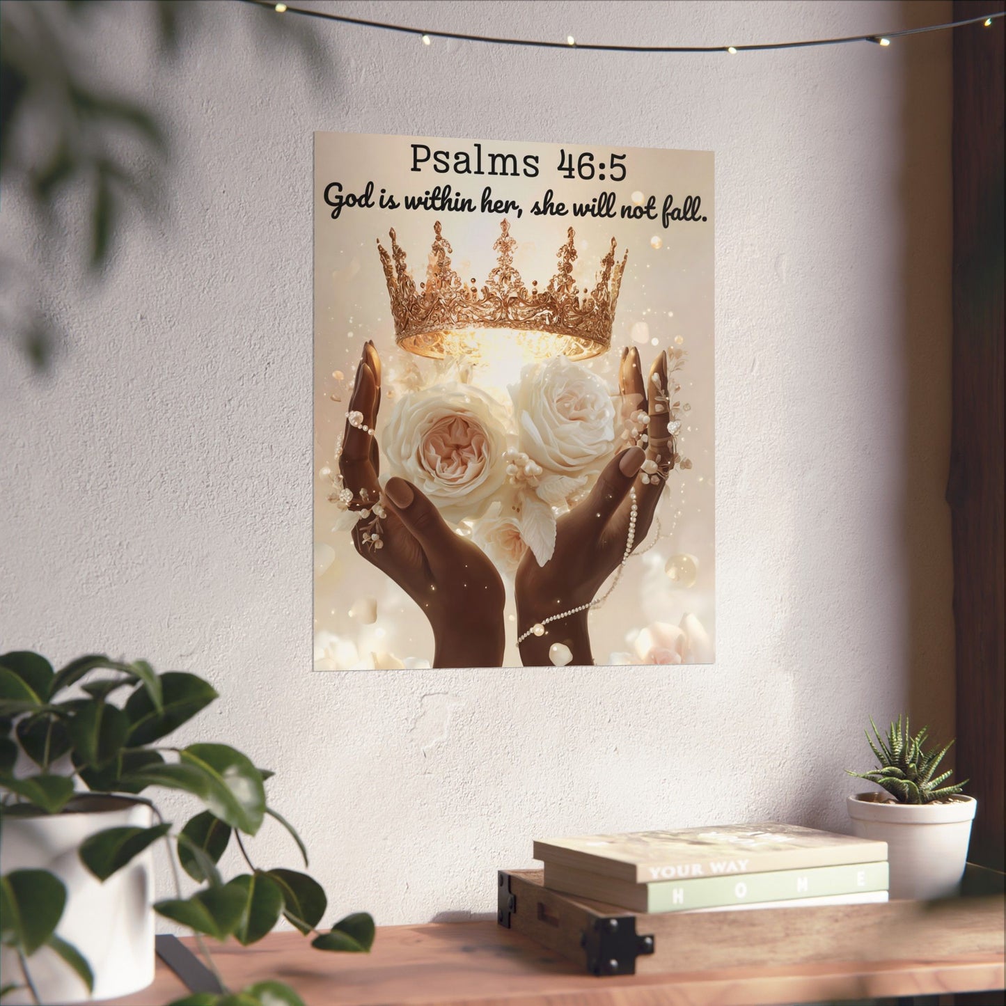 Psalms 46:5 Matte Vertical Bible Poster, Home Decor Wall Art, Christian Decor, Gift for Her, Motivational Quotes, Modern Floral Design