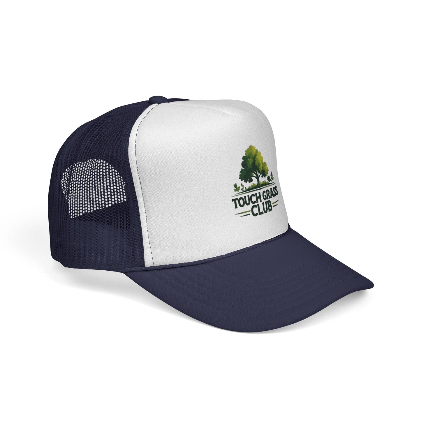 Trucker Cap - Touch Grass Club Cap, Outdoor Adventure Vibes Mesh Back Snapback Hat